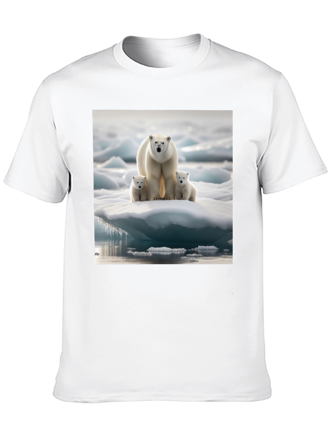 Polar Bear Family Black T-Shirt