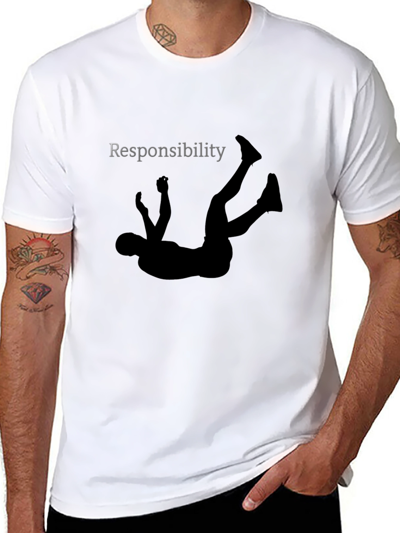 Responsibility Falling Graphic Tee - Black