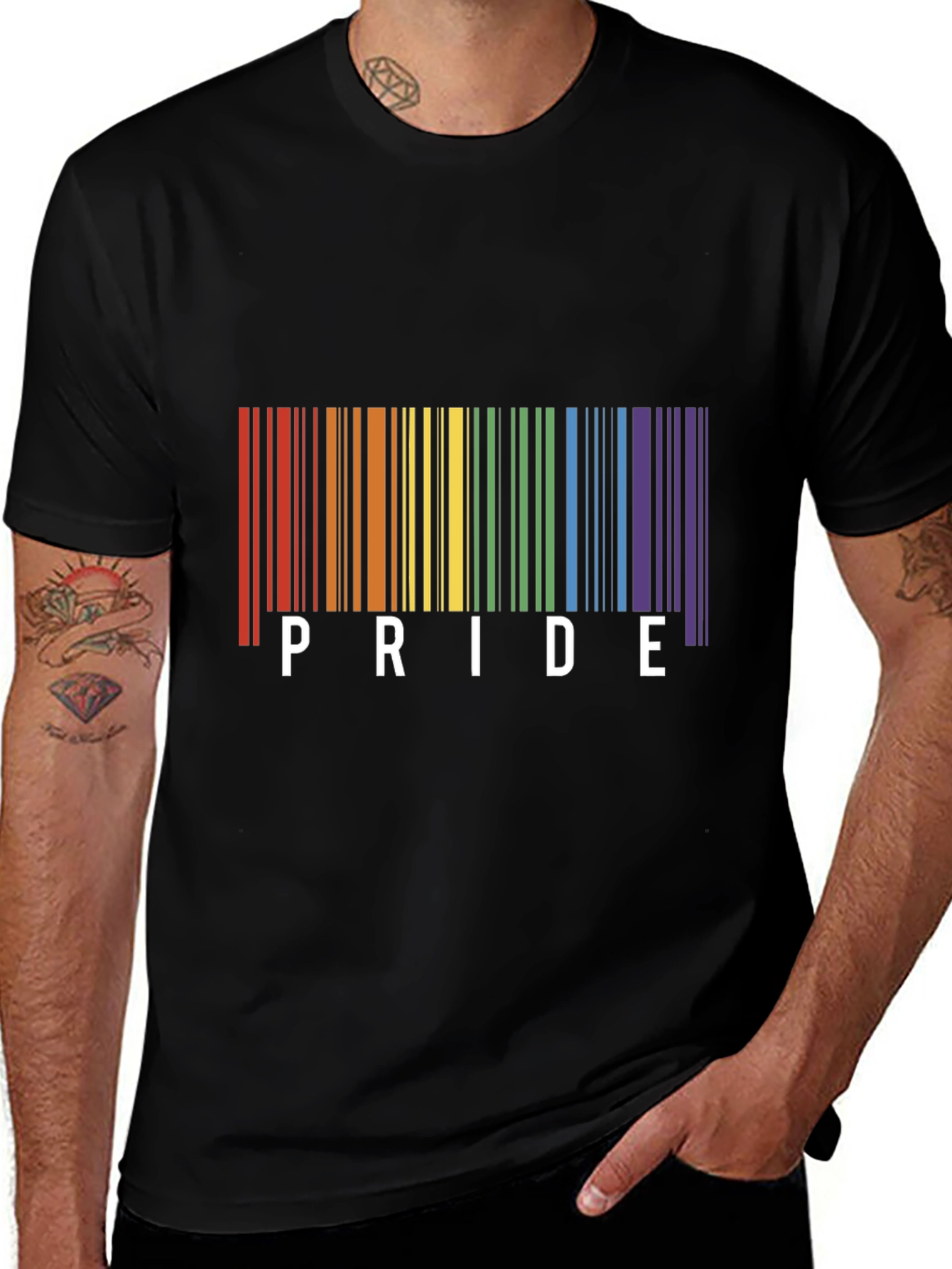 Pride Barcode T-Shirt - Black LGBTQ+ Pride Tee