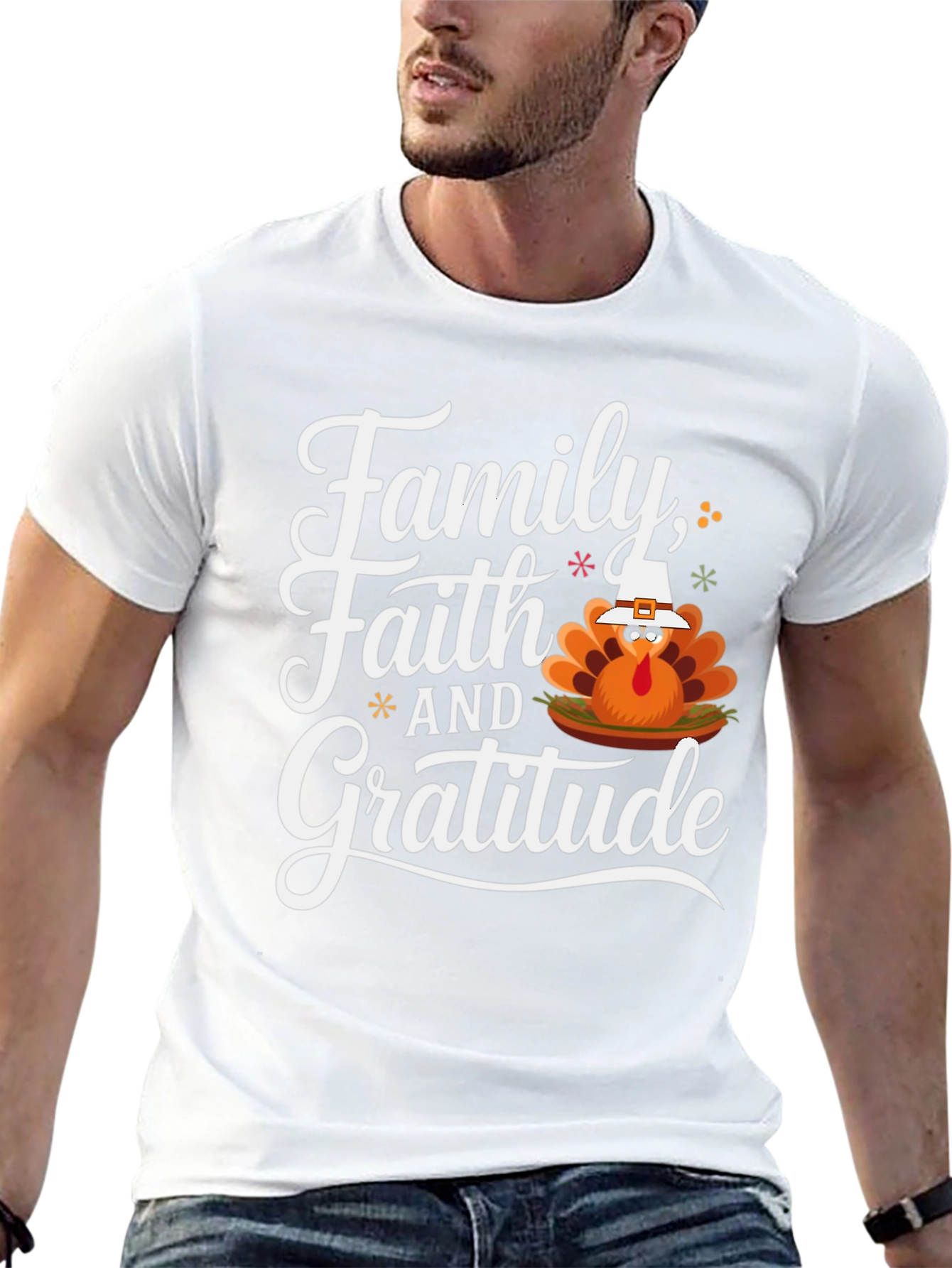 Family Faith and Gratitude Thanksgiving T-Shirt