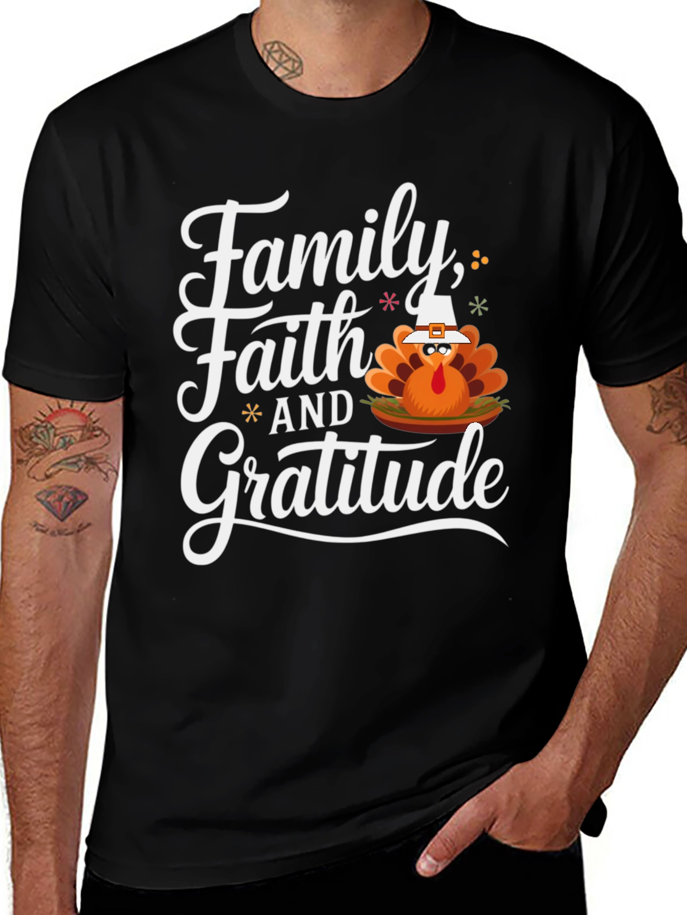 Family Faith and Gratitude Thanksgiving T-Shirt