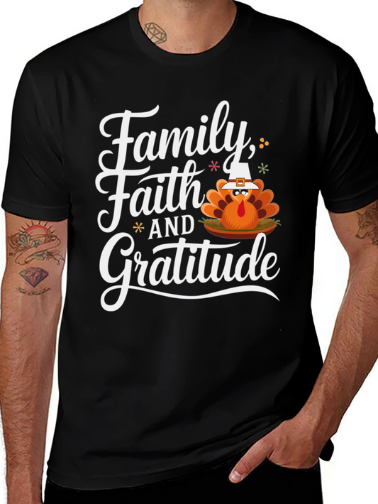 Family Faith and Gratitude Thanksgiving T-Shirt