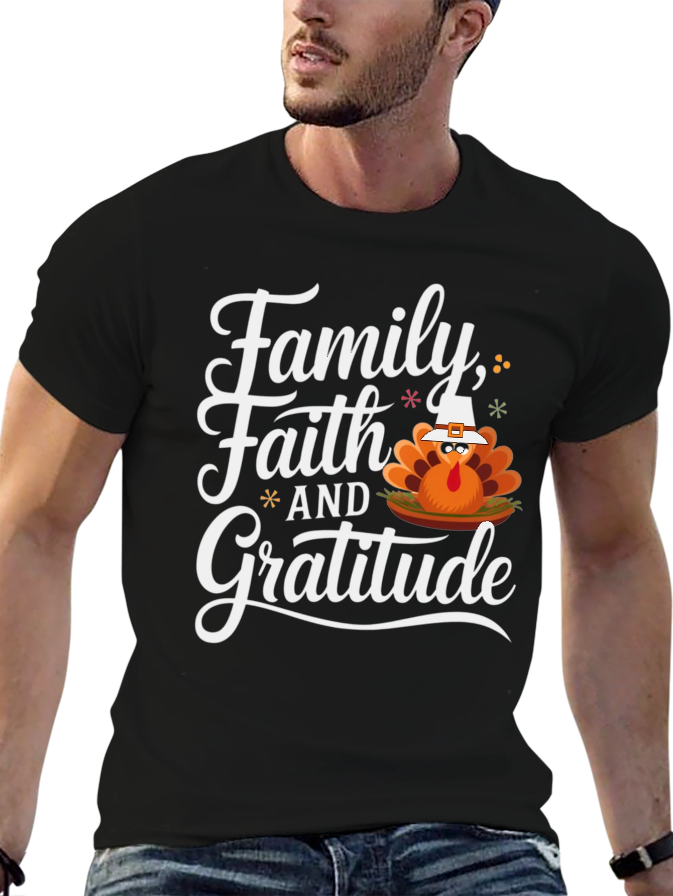 Family Faith and Gratitude Thanksgiving T-Shirt