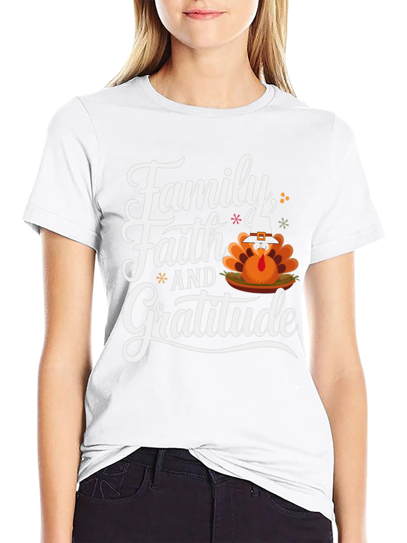 Family Faith and Gratitude Thanksgiving T-Shirt