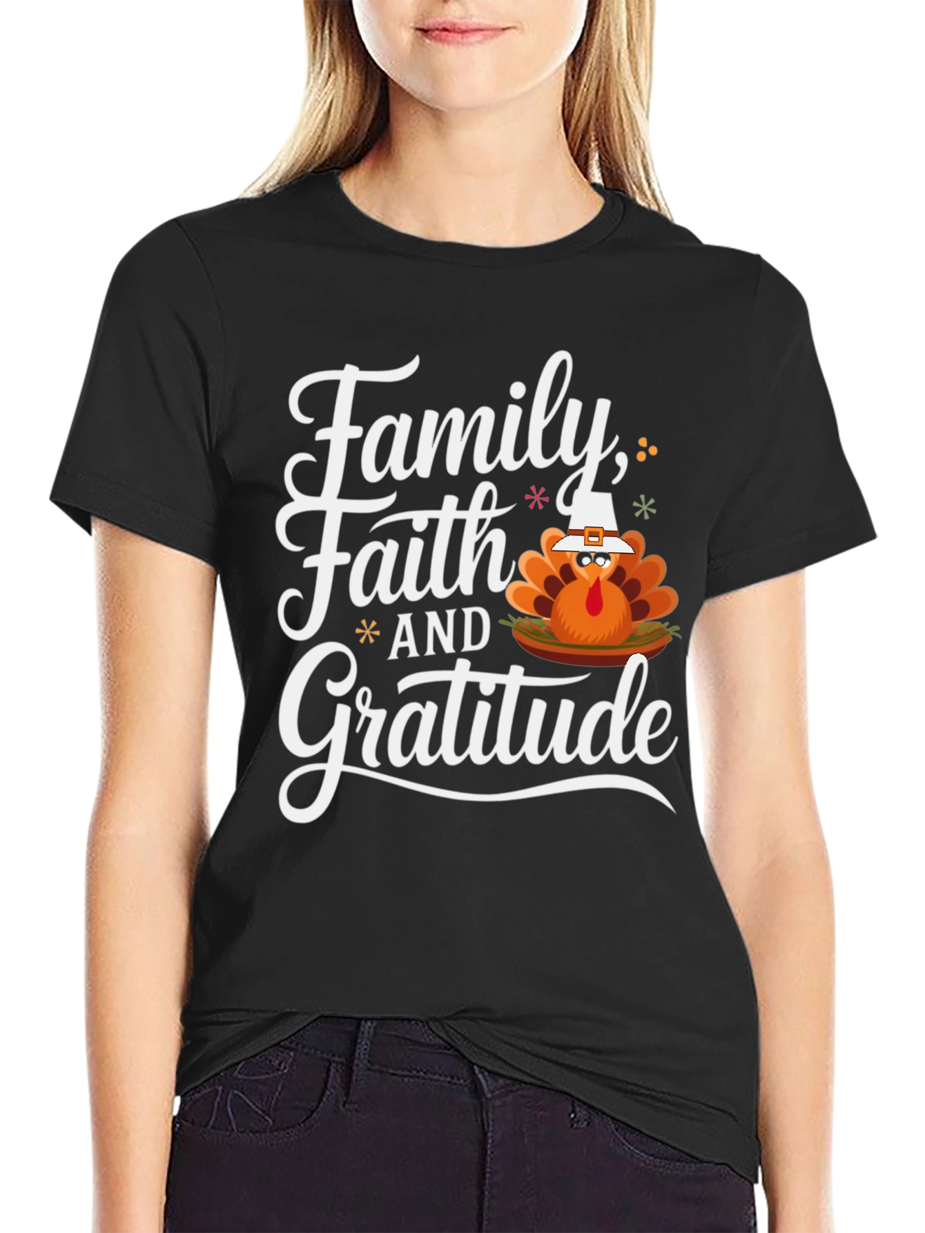Family Faith and Gratitude Thanksgiving T-Shirt
