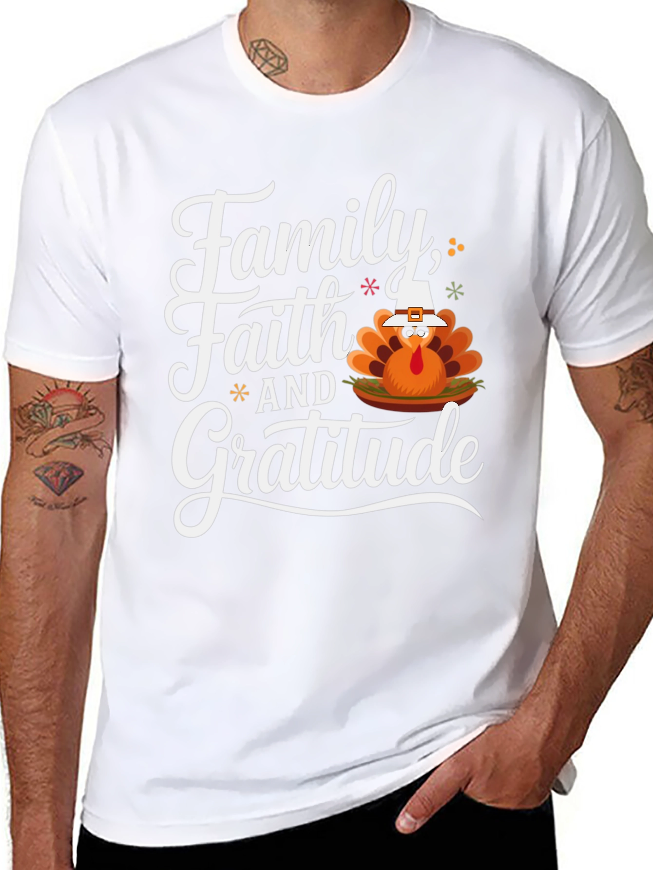 Family Faith and Gratitude Thanksgiving T-Shirt