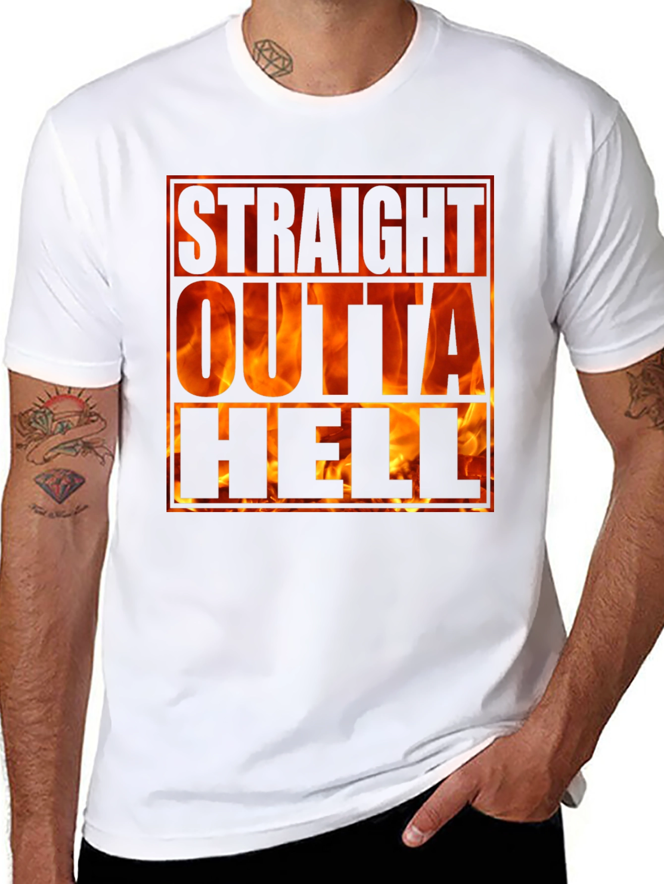 Straight Outta Hell T-Shirt - Fiery Graphic Tee