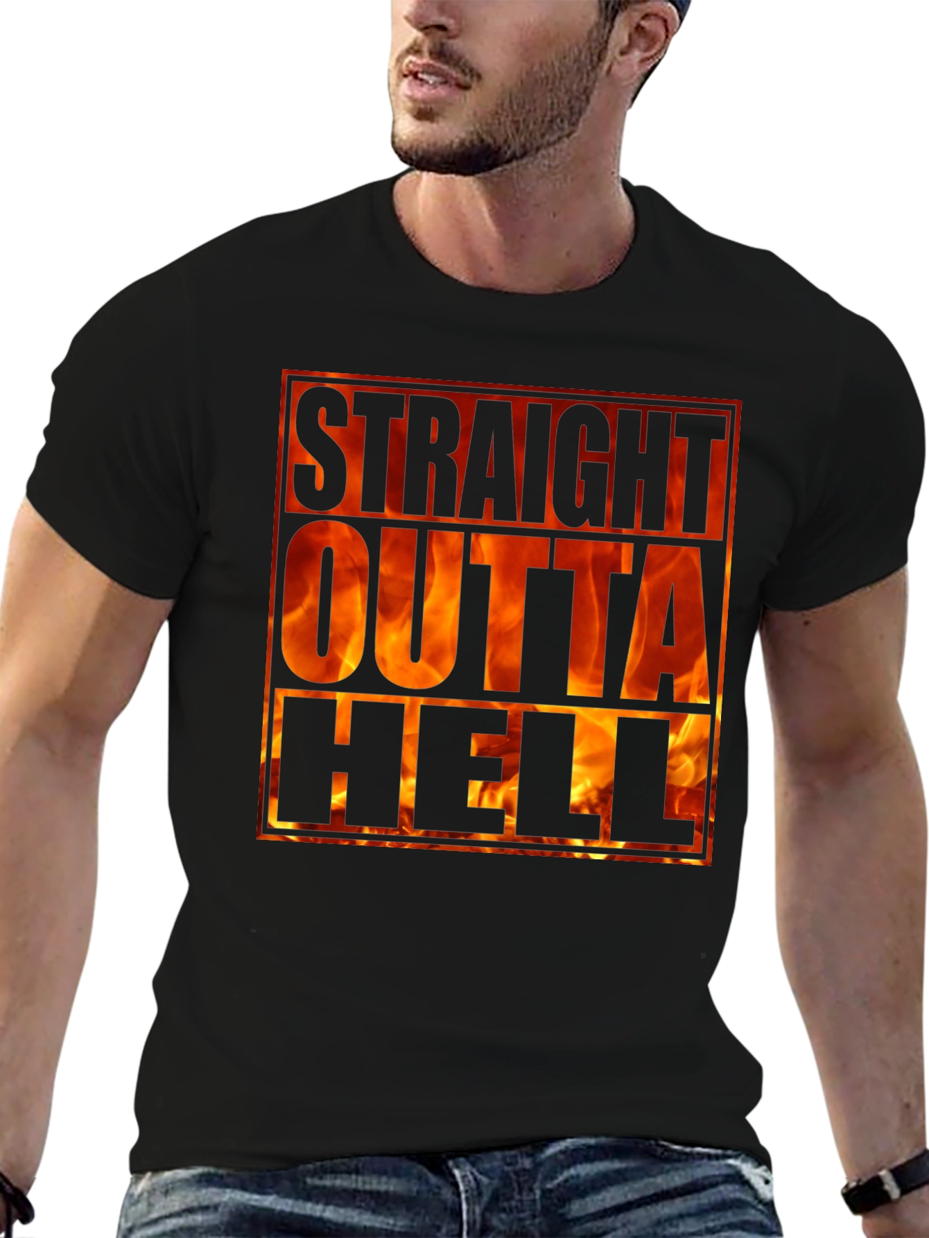 Straight Outta Hell T-Shirt - Fiery Graphic Tee