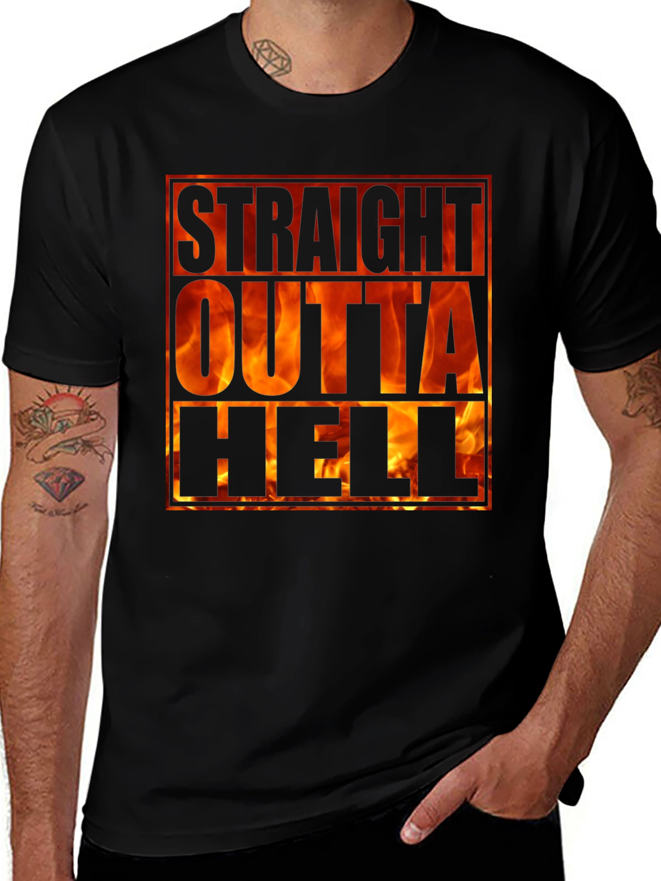 Straight Outta Hell T-Shirt - Fiery Graphic Tee