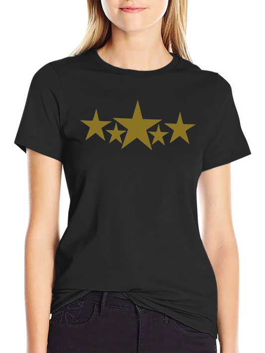 Black T-Shirt with Gold Star Design