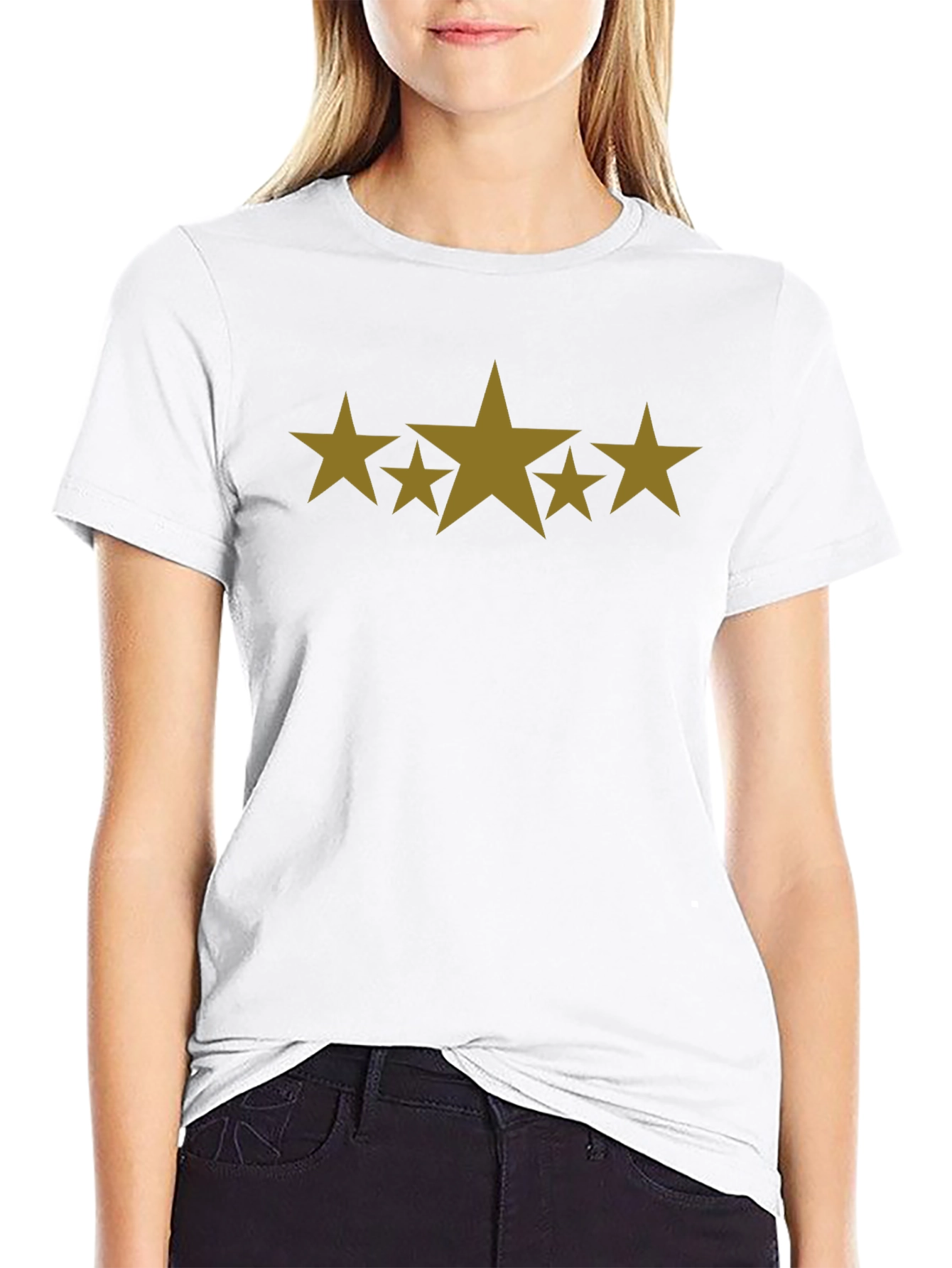 Black T-Shirt with Gold Star Design