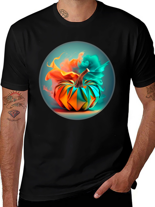 Abstract Pumpkin Graphic Tee - Mens Black T-Shirt