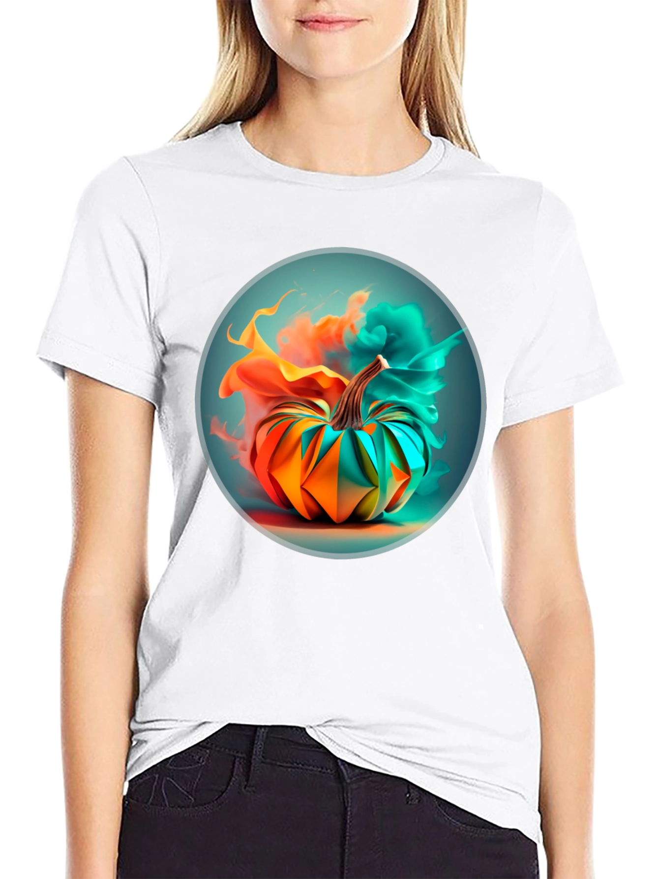 Abstract Pumpkin Graphic Tee - Mens Black T-Shirt