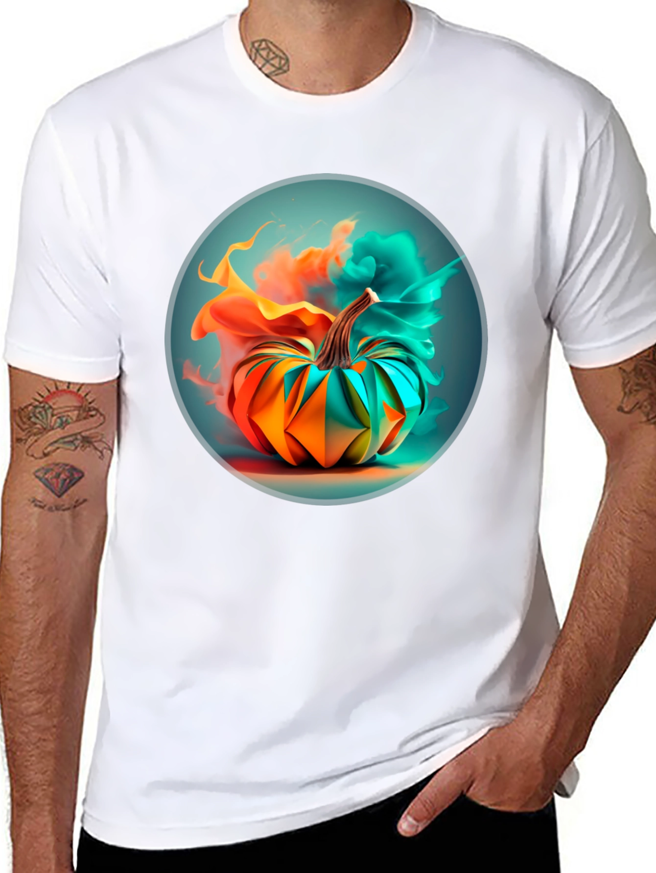 Abstract Pumpkin Graphic Tee - Mens Black T-Shirt