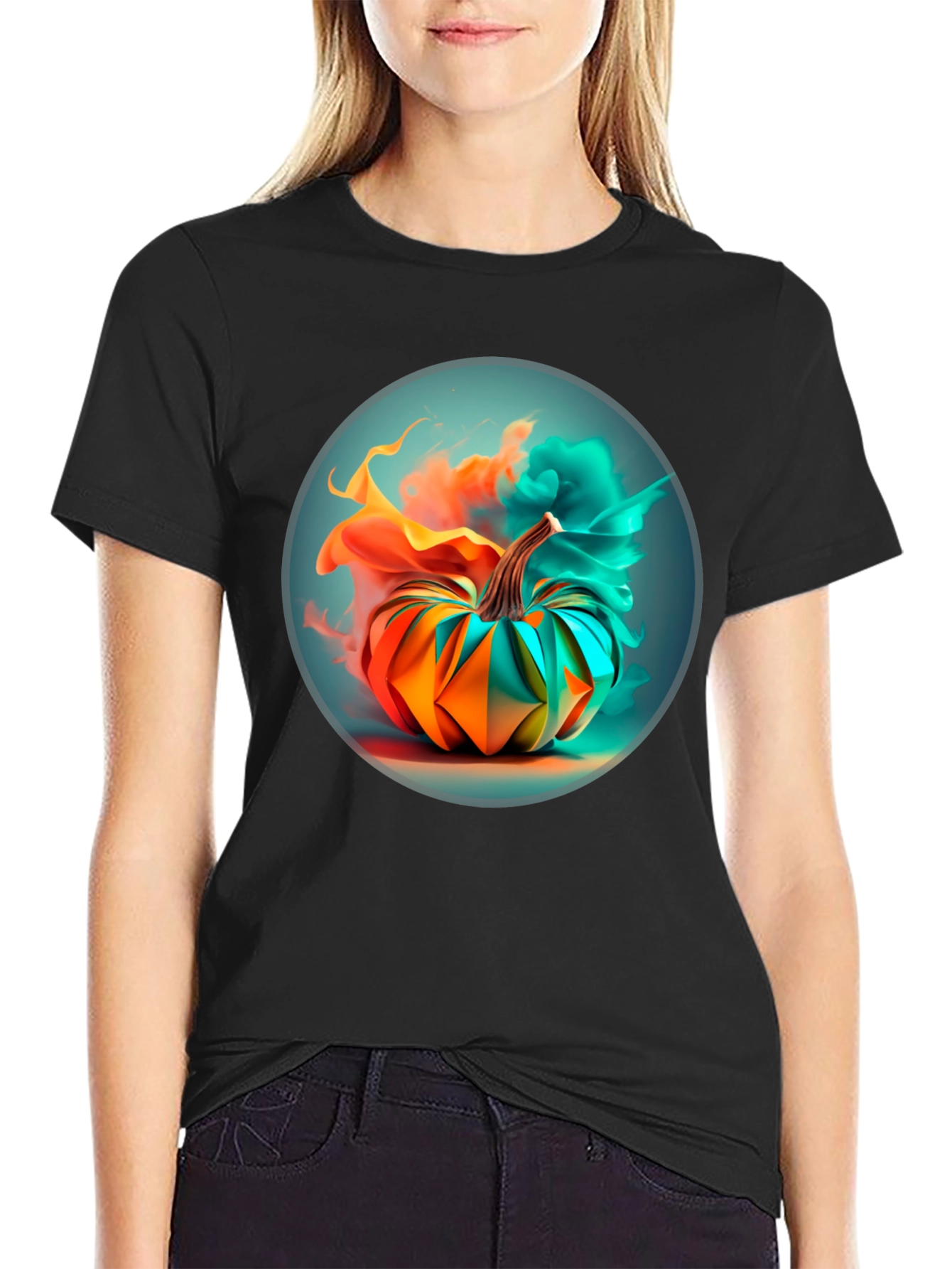 Abstract Pumpkin Graphic Tee - Mens Black T-Shirt