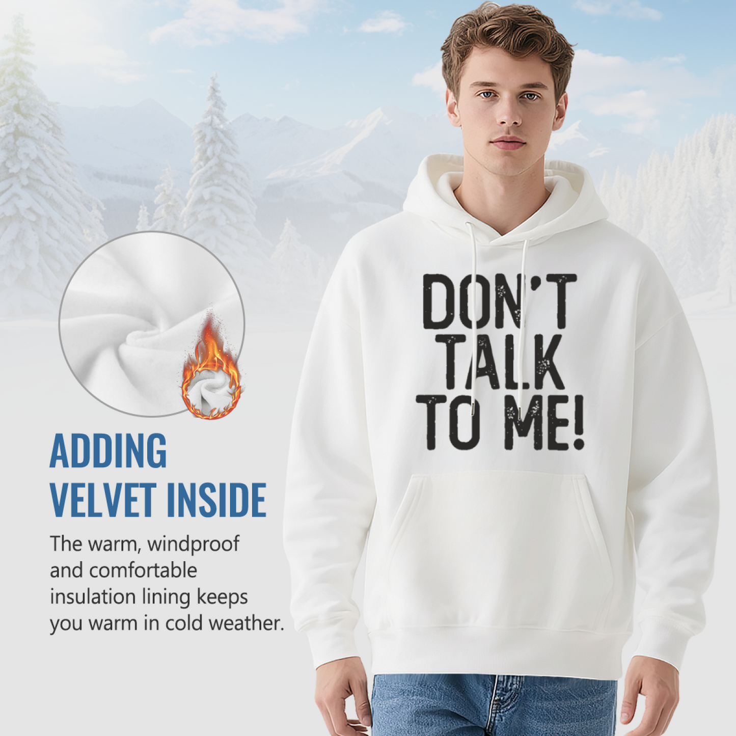 Don¡¯t Talk To Me Slogan Casual White Hoodie, Comfort Lounge Wear