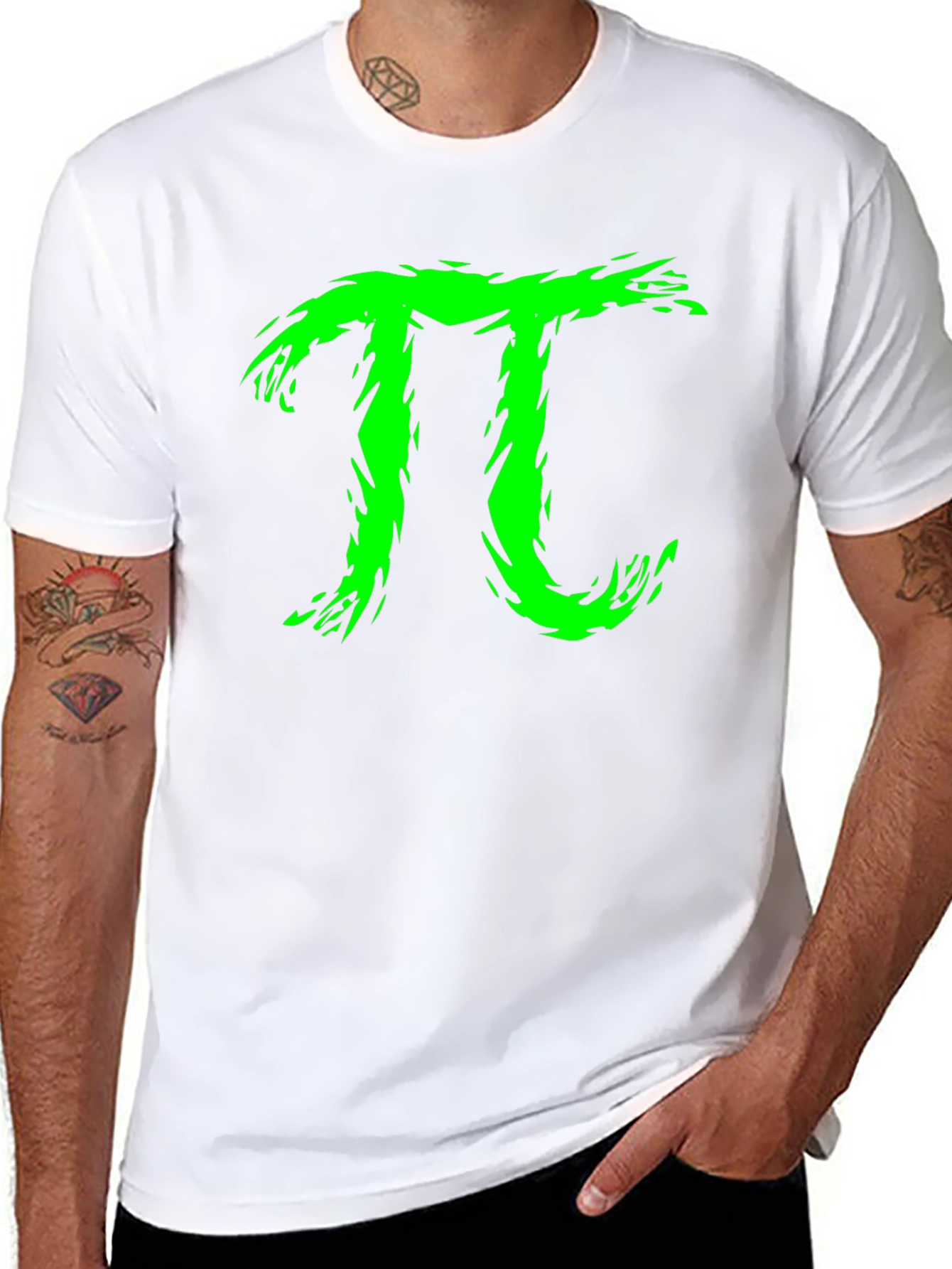Green Pi Symbol Graphic T-Shirt