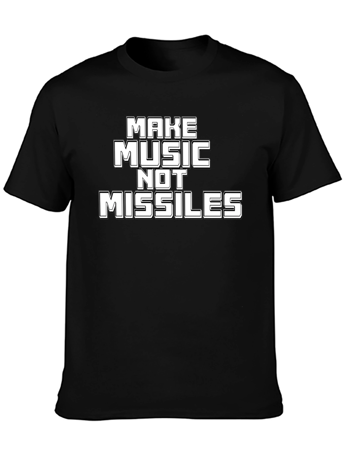 Make Music Not Missiles Black Graphic Tee