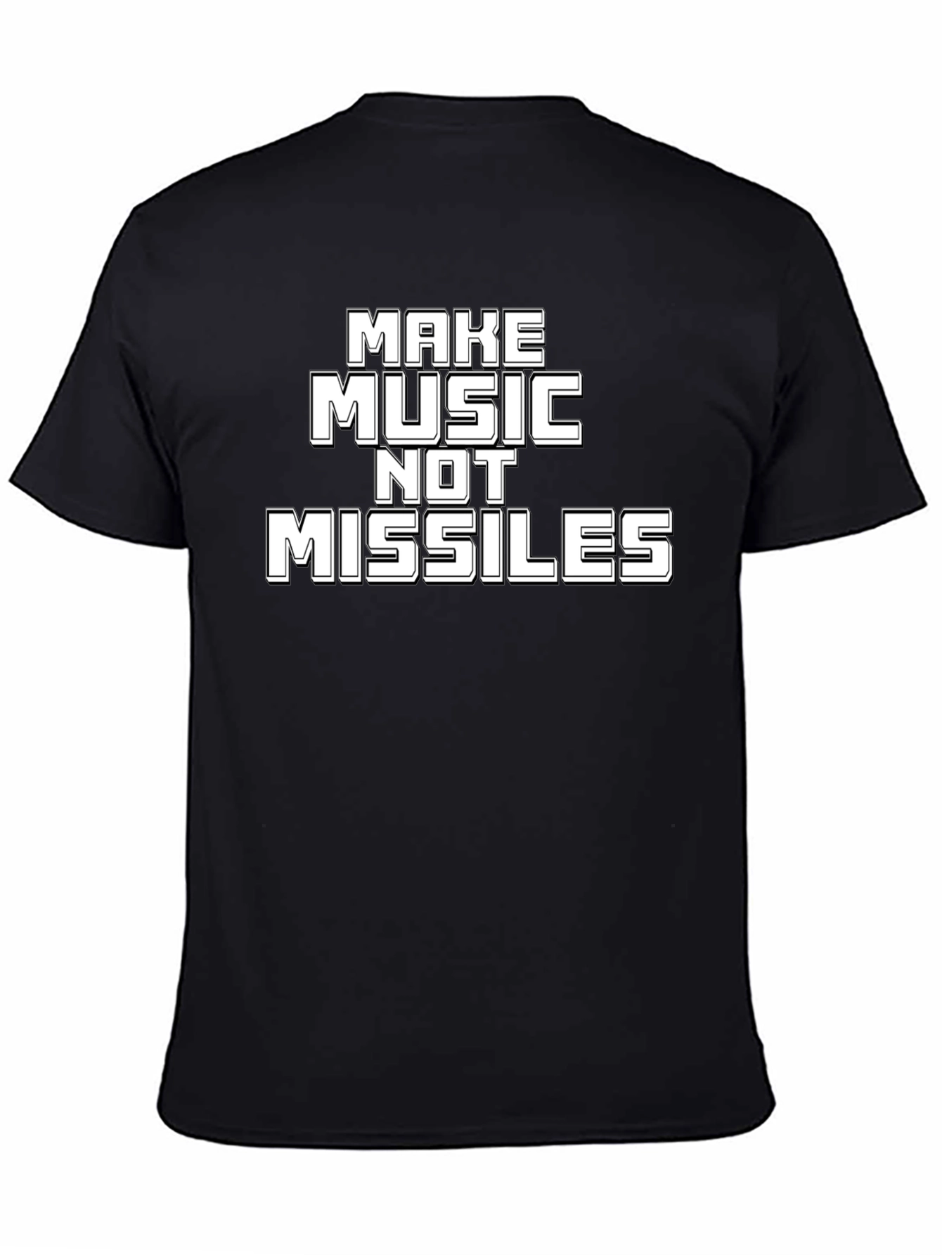Make Music Not Missiles Black Graphic Tee