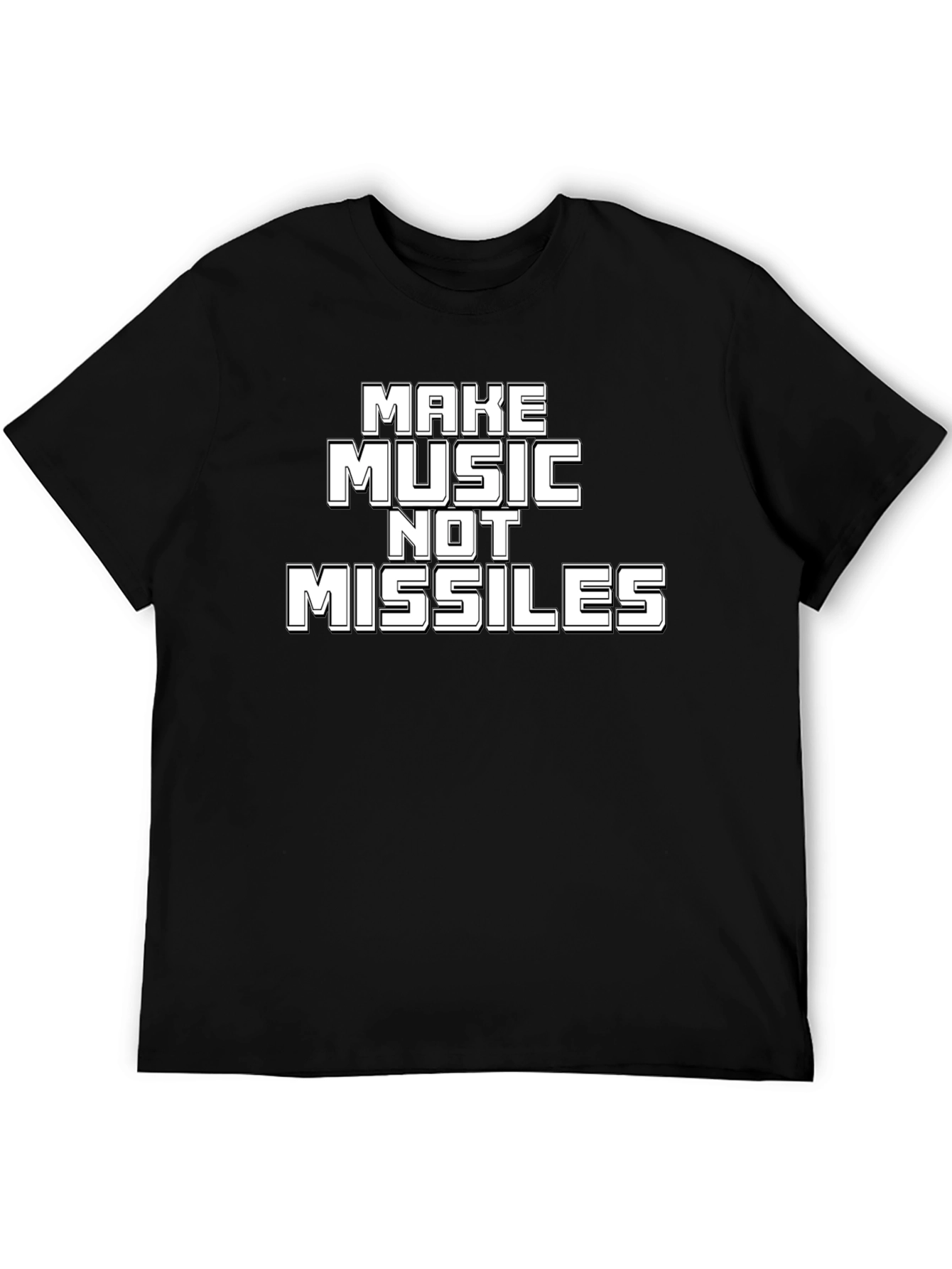 Make Music Not Missiles Black Graphic Tee