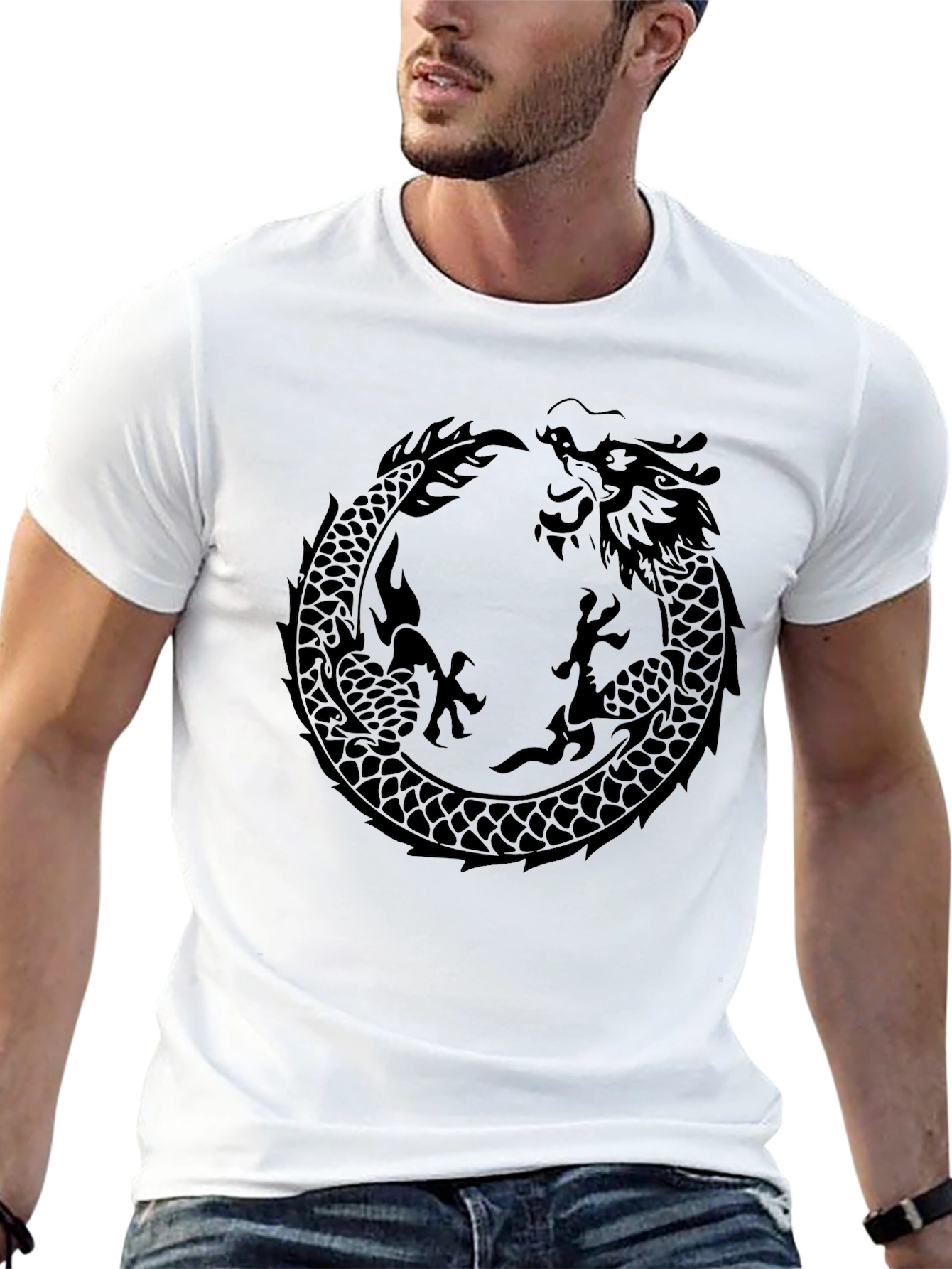 Dragon Ouroboros Graphic Tee - Black
