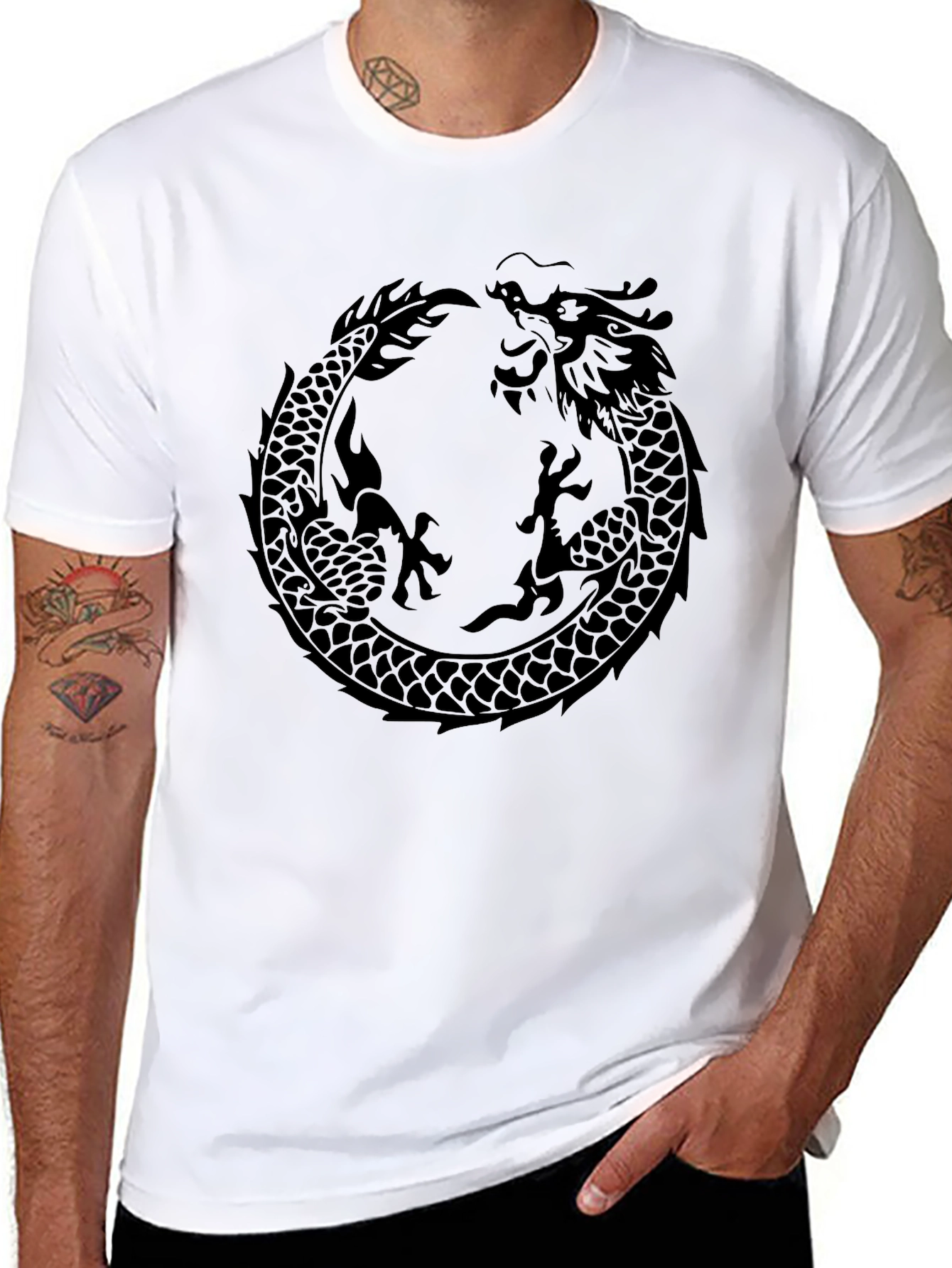 Dragon Ouroboros Graphic Tee - Black