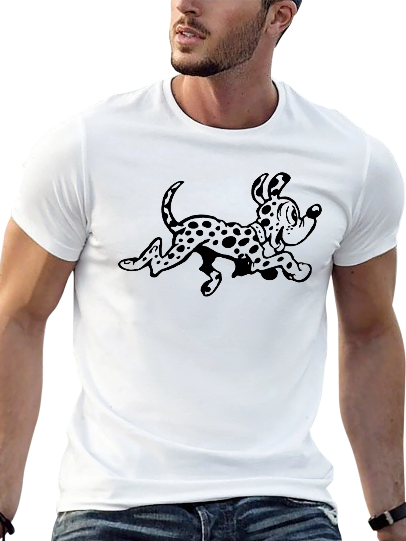Cartoon Dalmatian Black T-Shirt