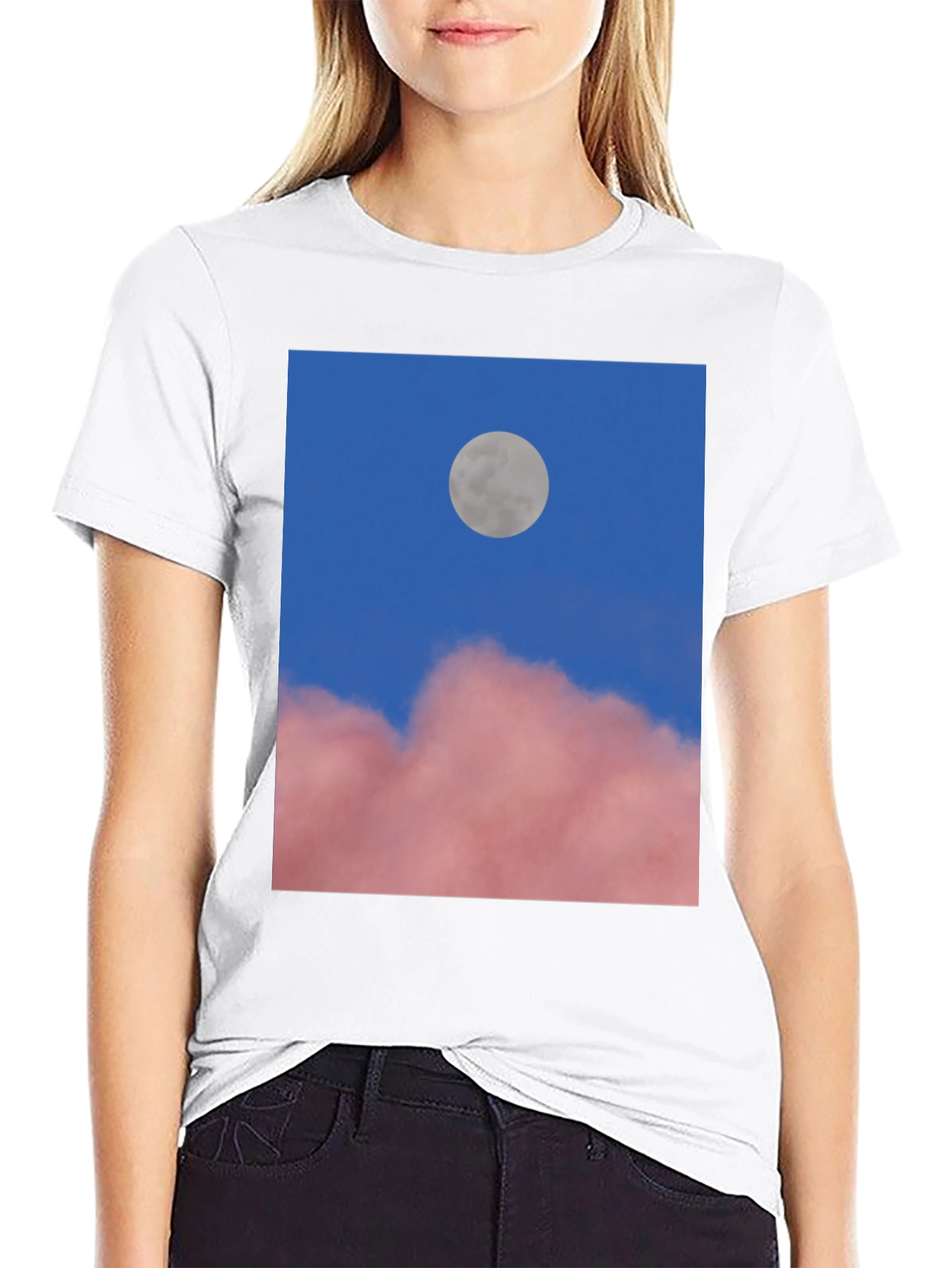 Moon & Clouds Graphic Tee - Unisex Black T-Shirt