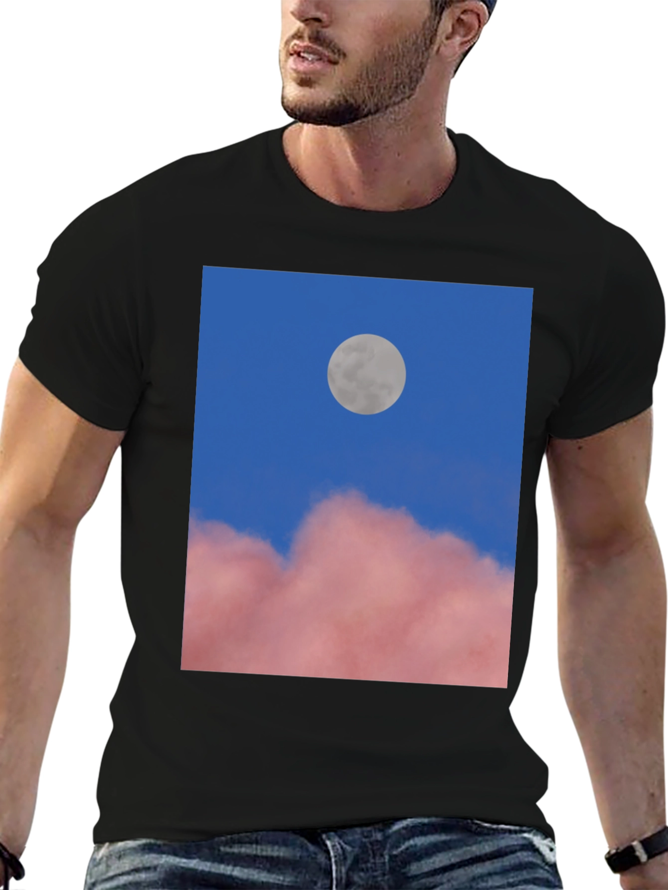 Moon & Clouds Graphic Tee - Unisex Black T-Shirt