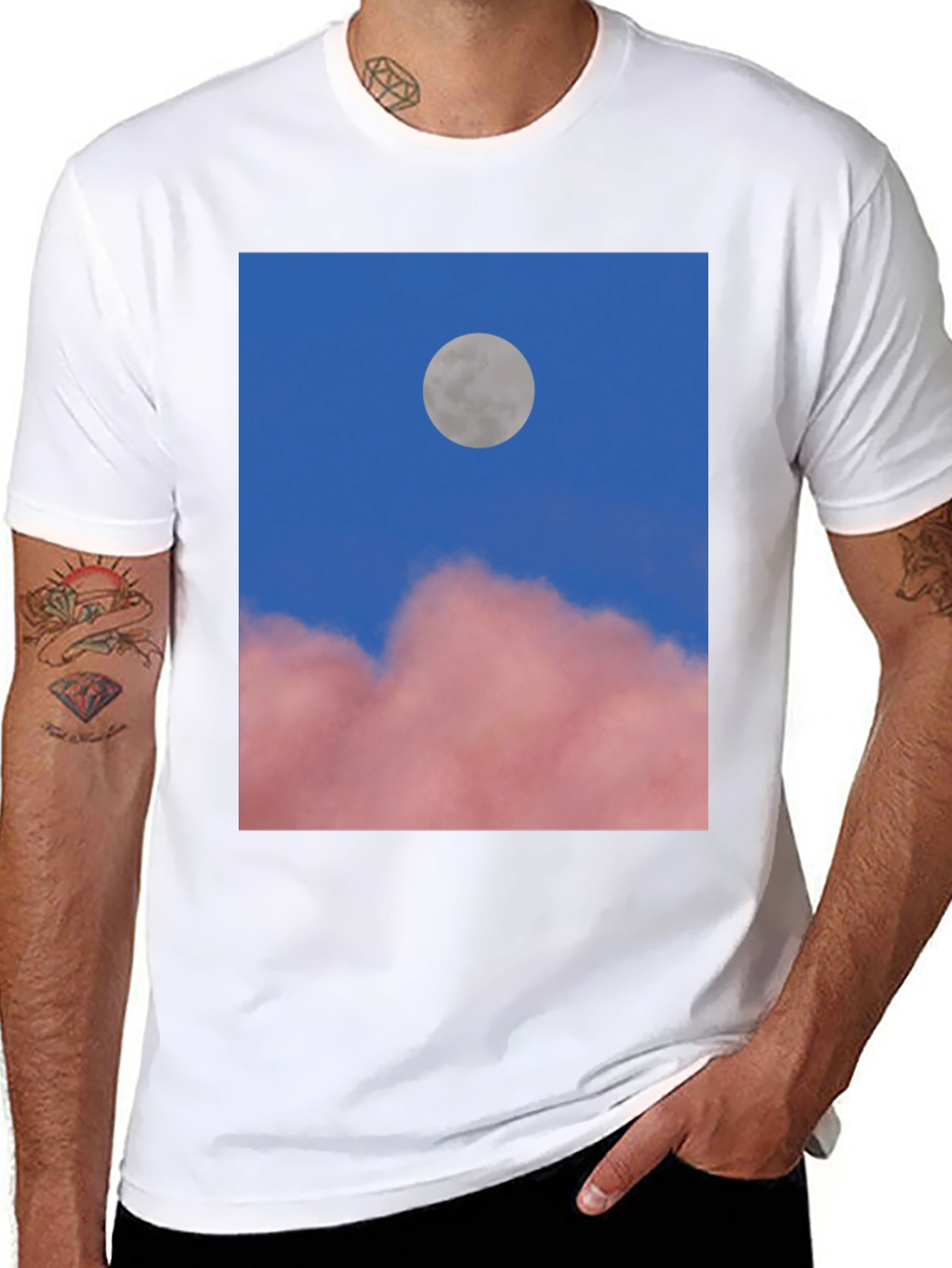Moon & Clouds Graphic Tee - Unisex Black T-Shirt