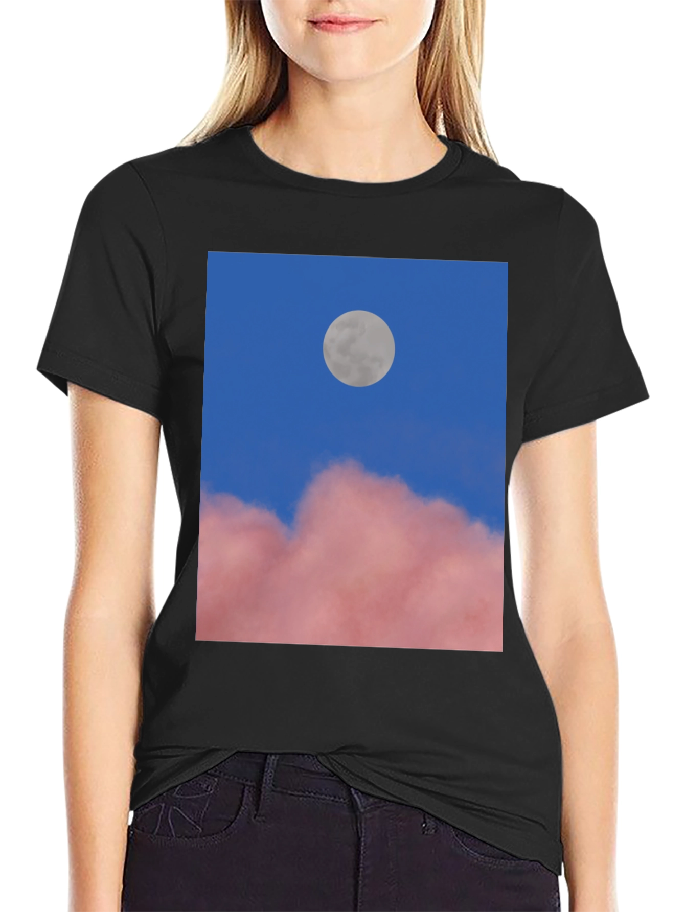 Moon & Clouds Graphic Tee - Unisex Black T-Shirt