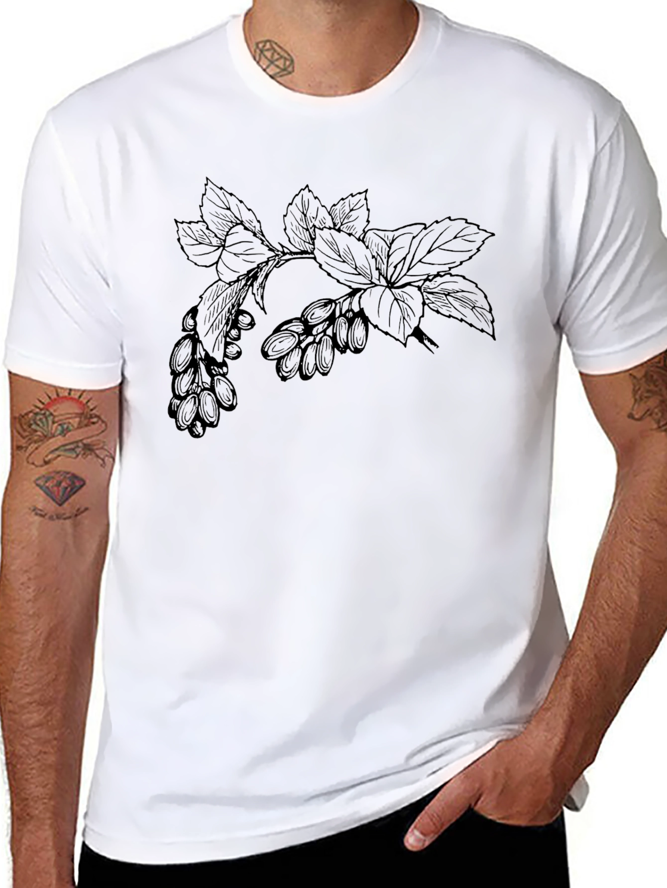 Botanical Branch Graphic Tee - Modern Casual Style