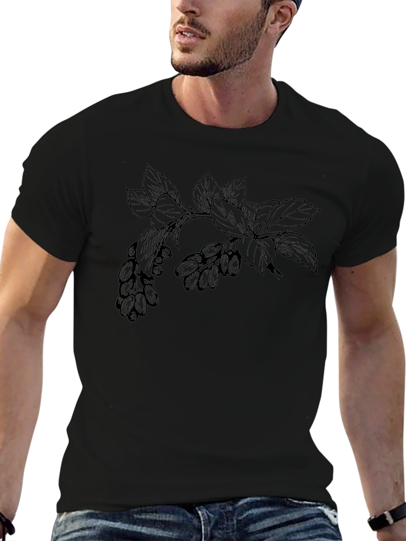 Botanical Branch Graphic Tee - Modern Casual Style