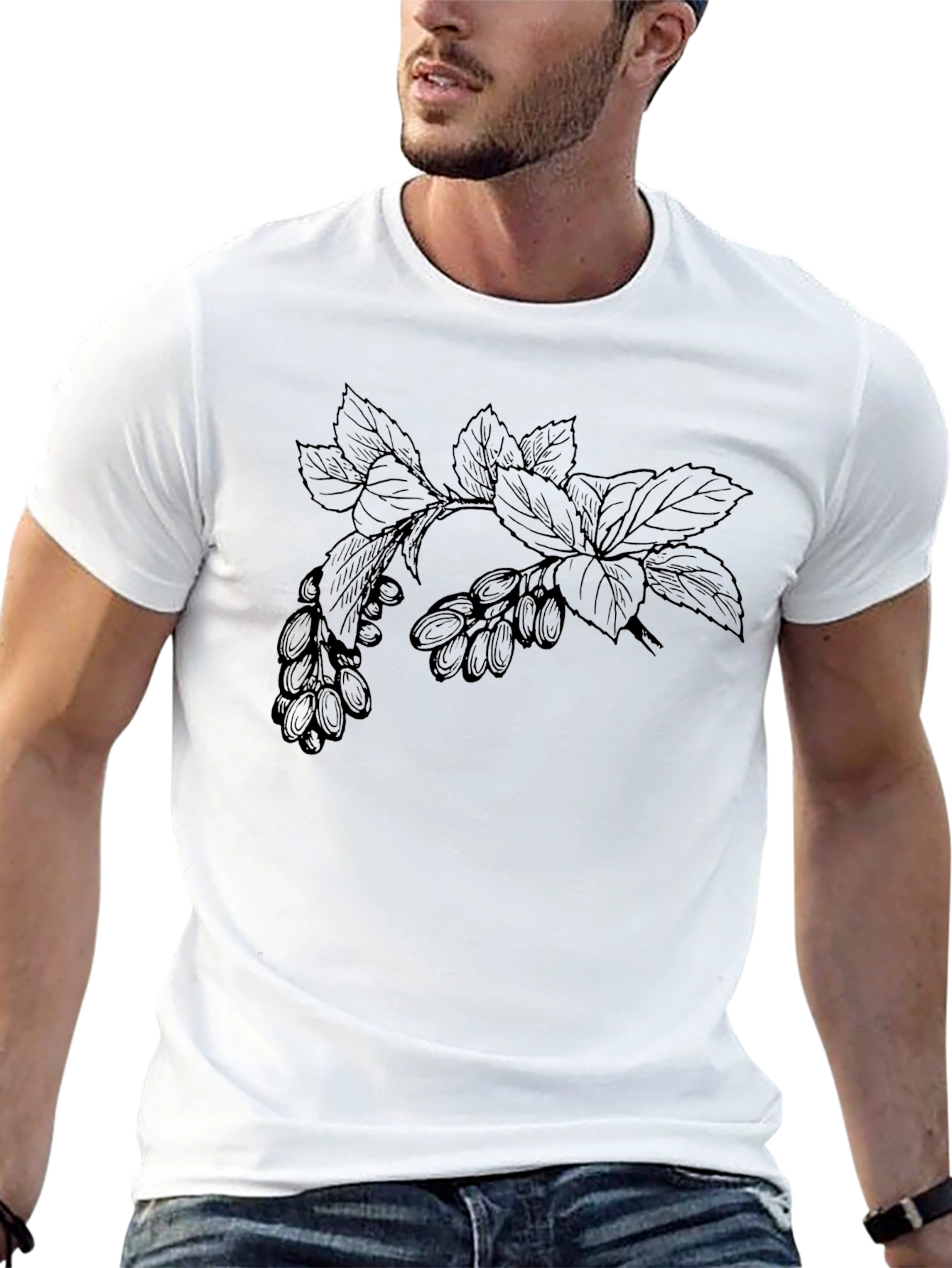 Botanical Branch Graphic Tee - Modern Casual Style