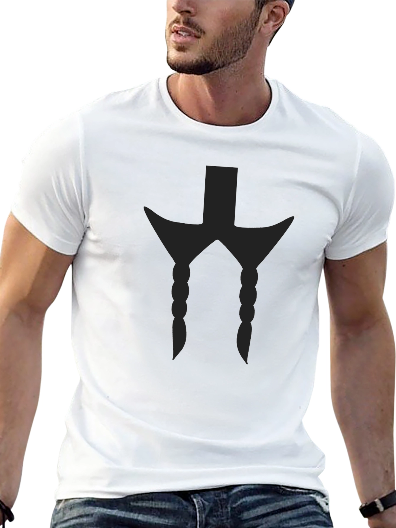 Mens Black Graphic Tee - Braided Design