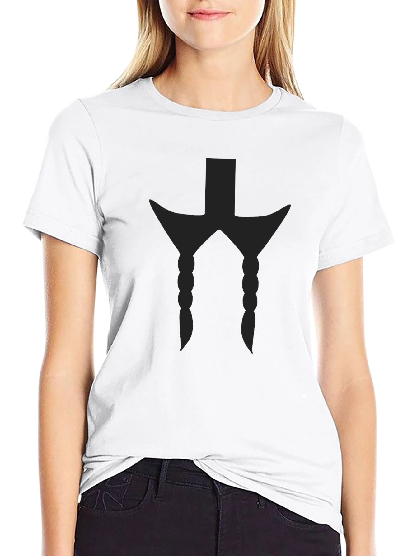 Mens Black Graphic Tee - Braided Design