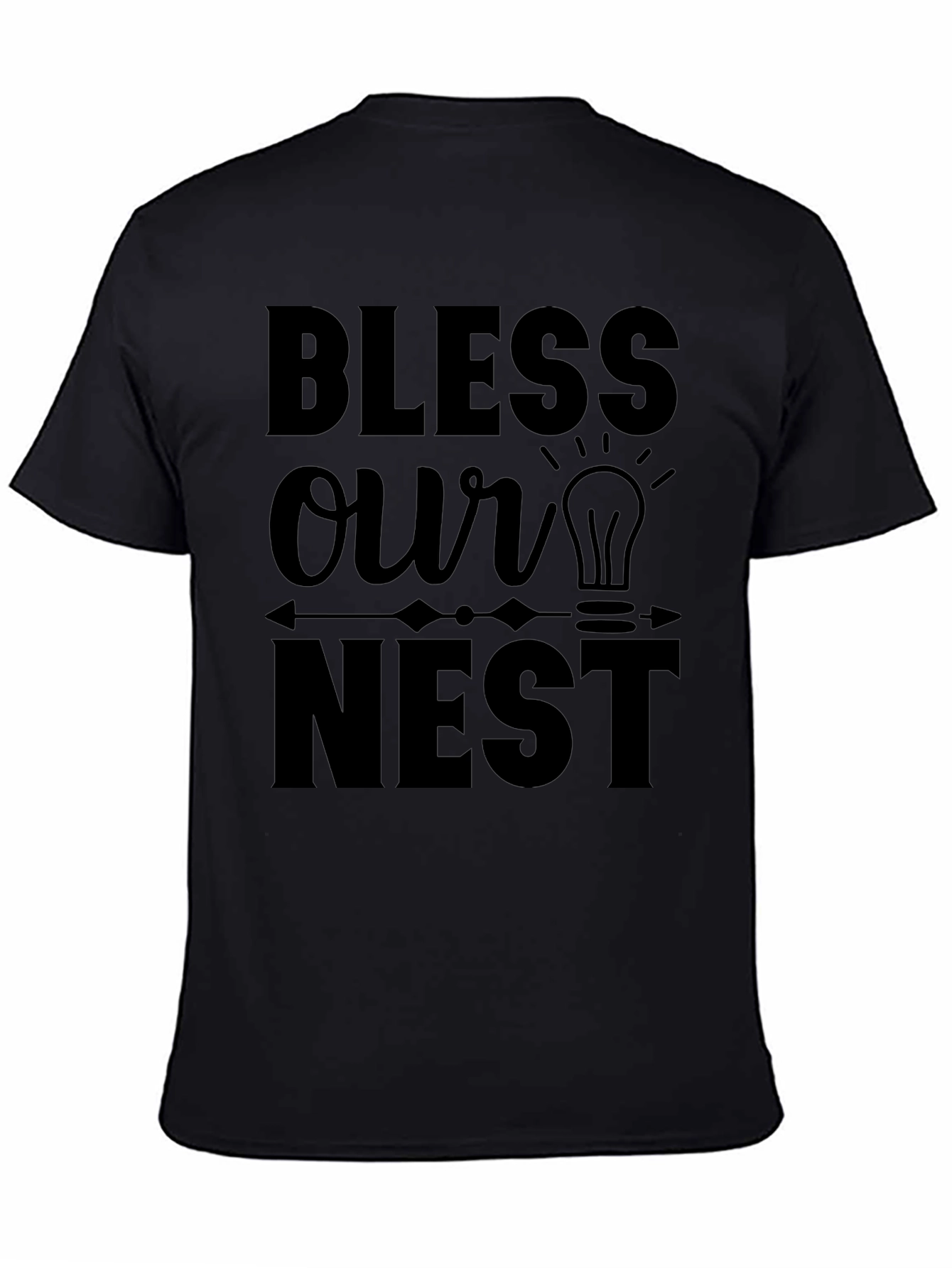 Bless Our Nest Graphic Print Black T-Shirt