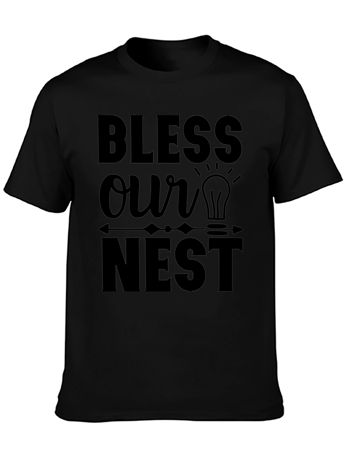 Bless Our Nest Graphic Print Black T-Shirt
