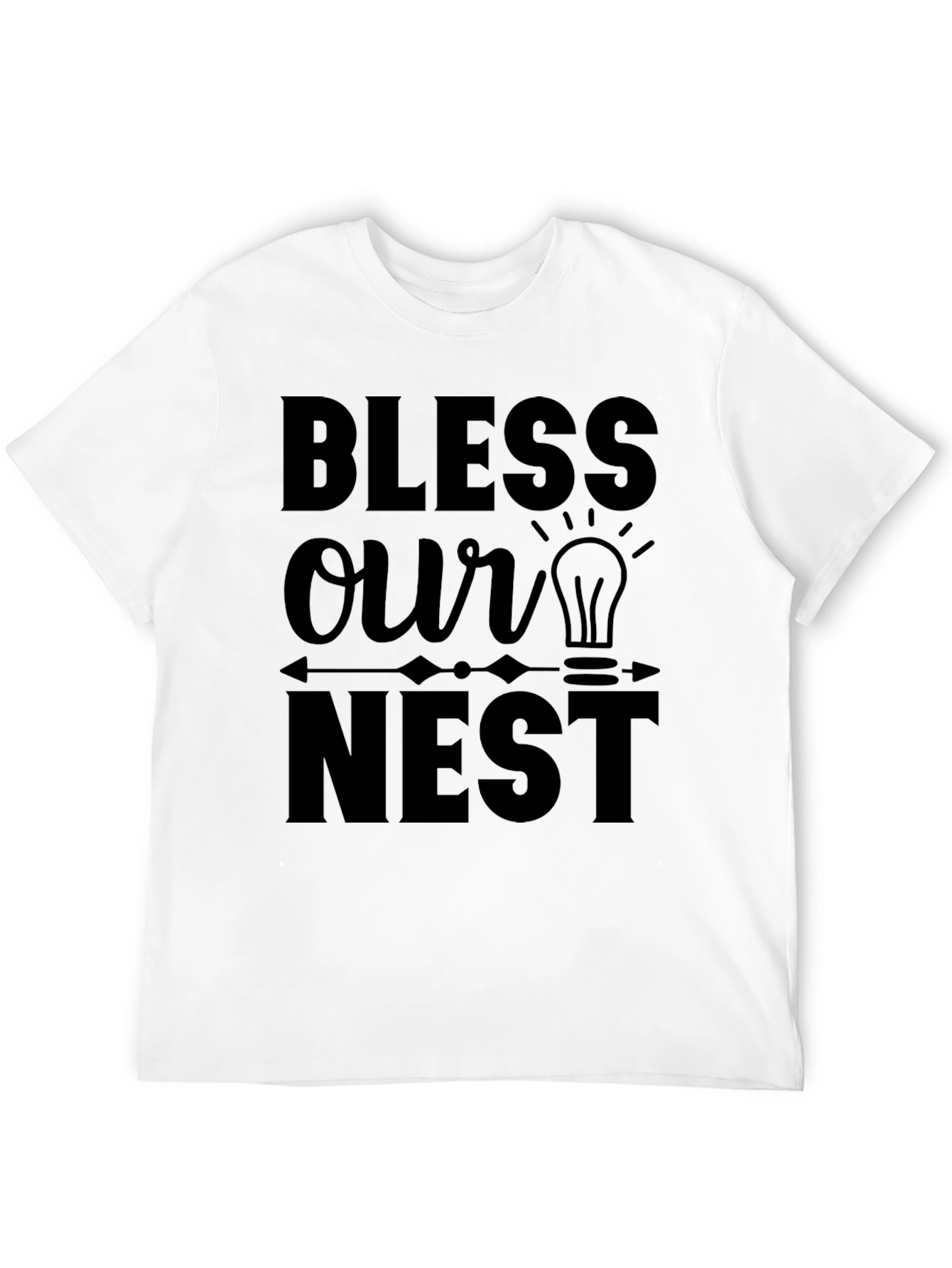 Bless Our Nest Graphic Print Black T-Shirt
