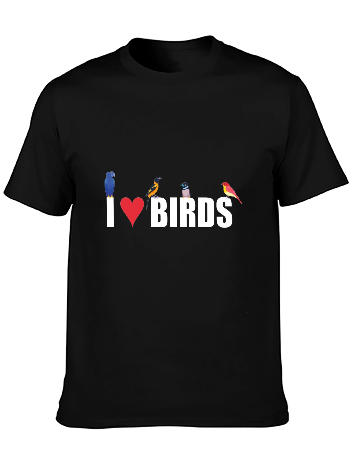 I Heart Birds Graphic Tee - Black