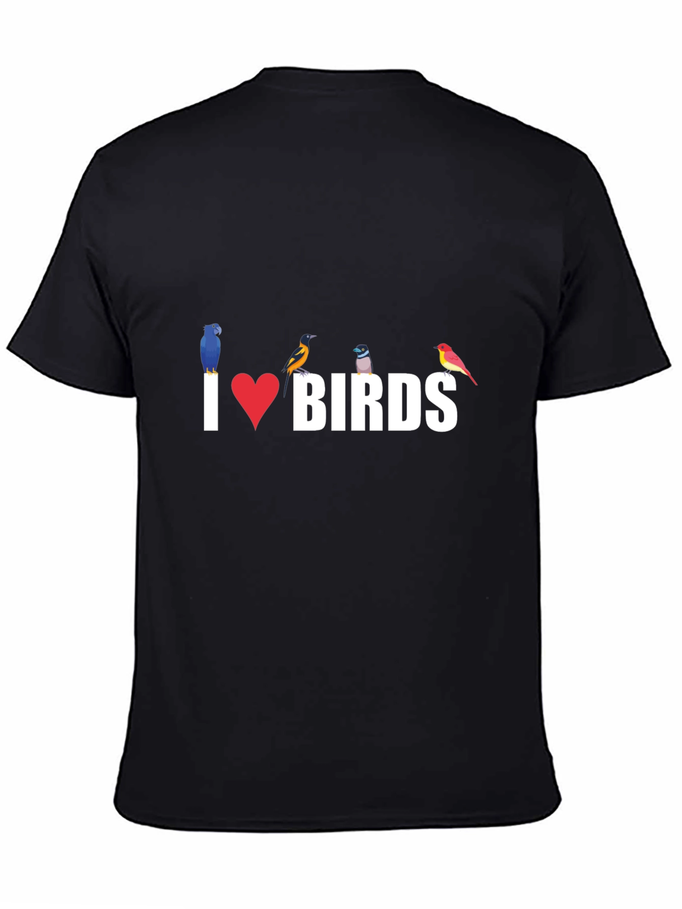 I Heart Birds Graphic Tee - Black
