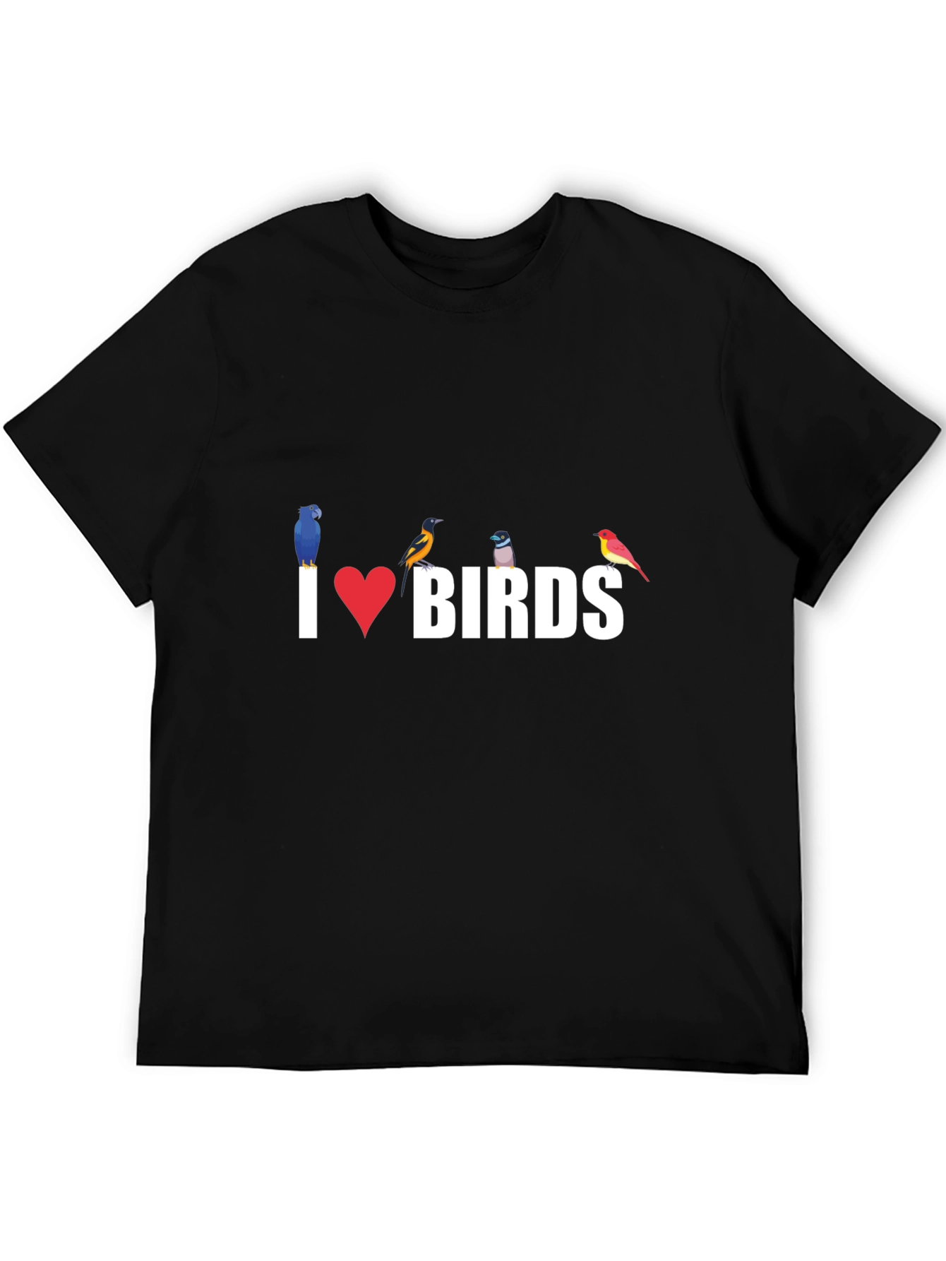 I Heart Birds Graphic Tee - Black