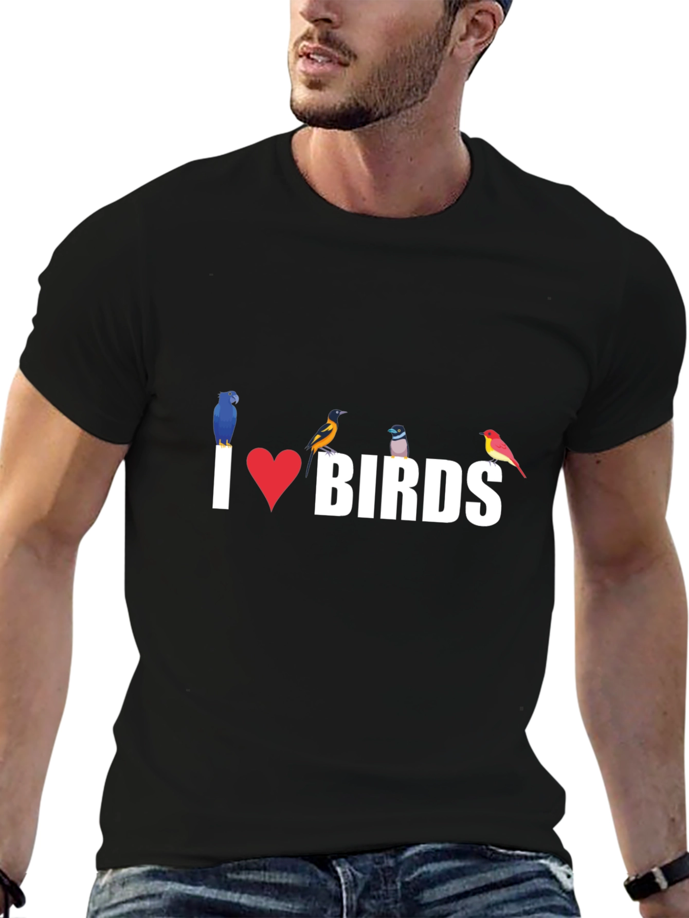 I Heart Birds Graphic Tee - Black