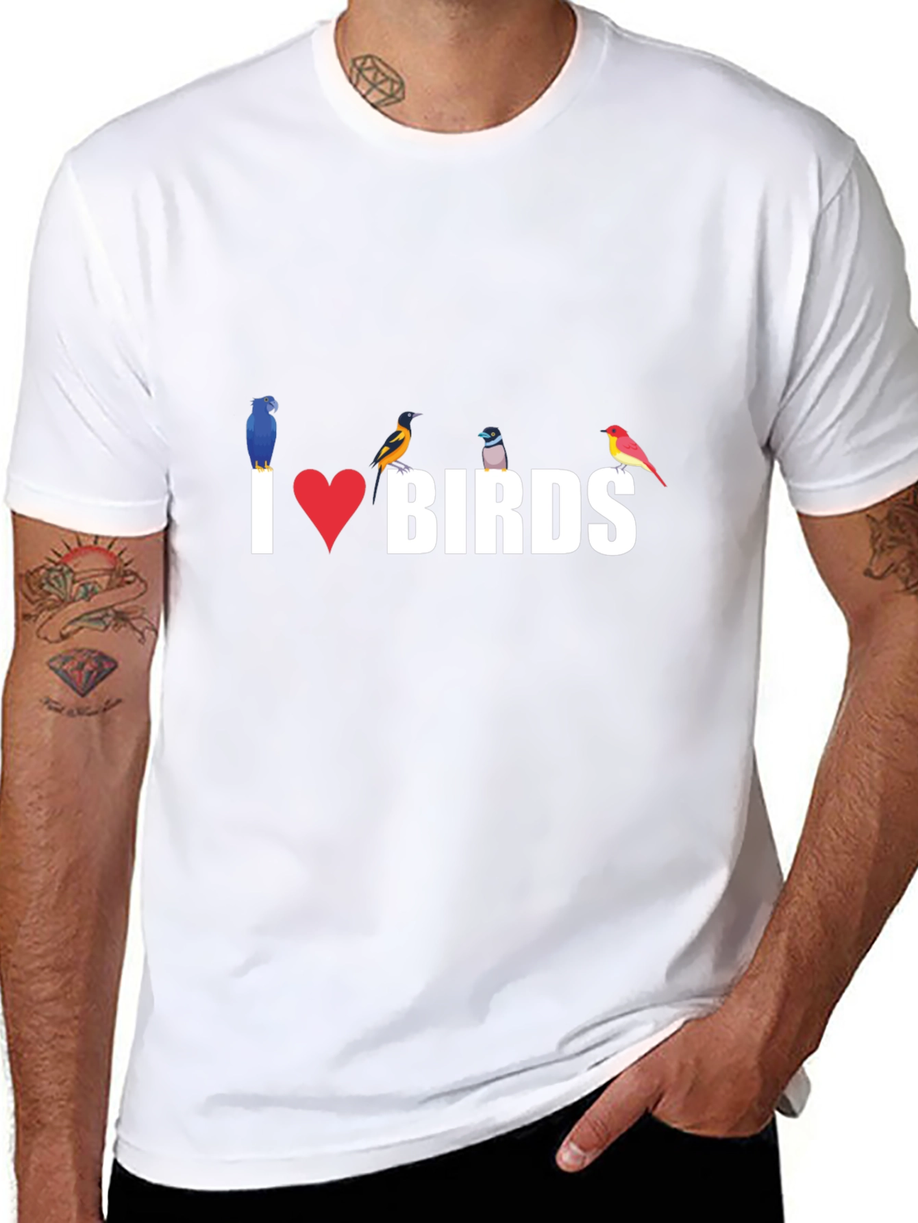 I Heart Birds Graphic Tee - Black