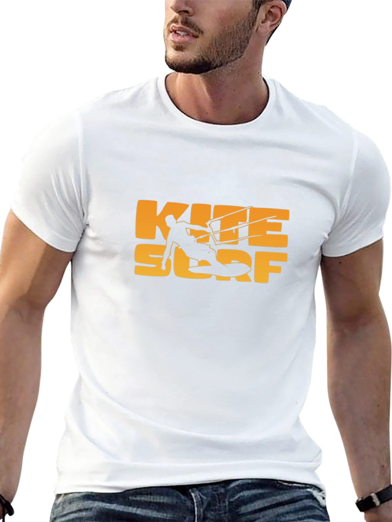 Kite Surf Graphic Tee - Black Cotton T-Shirt