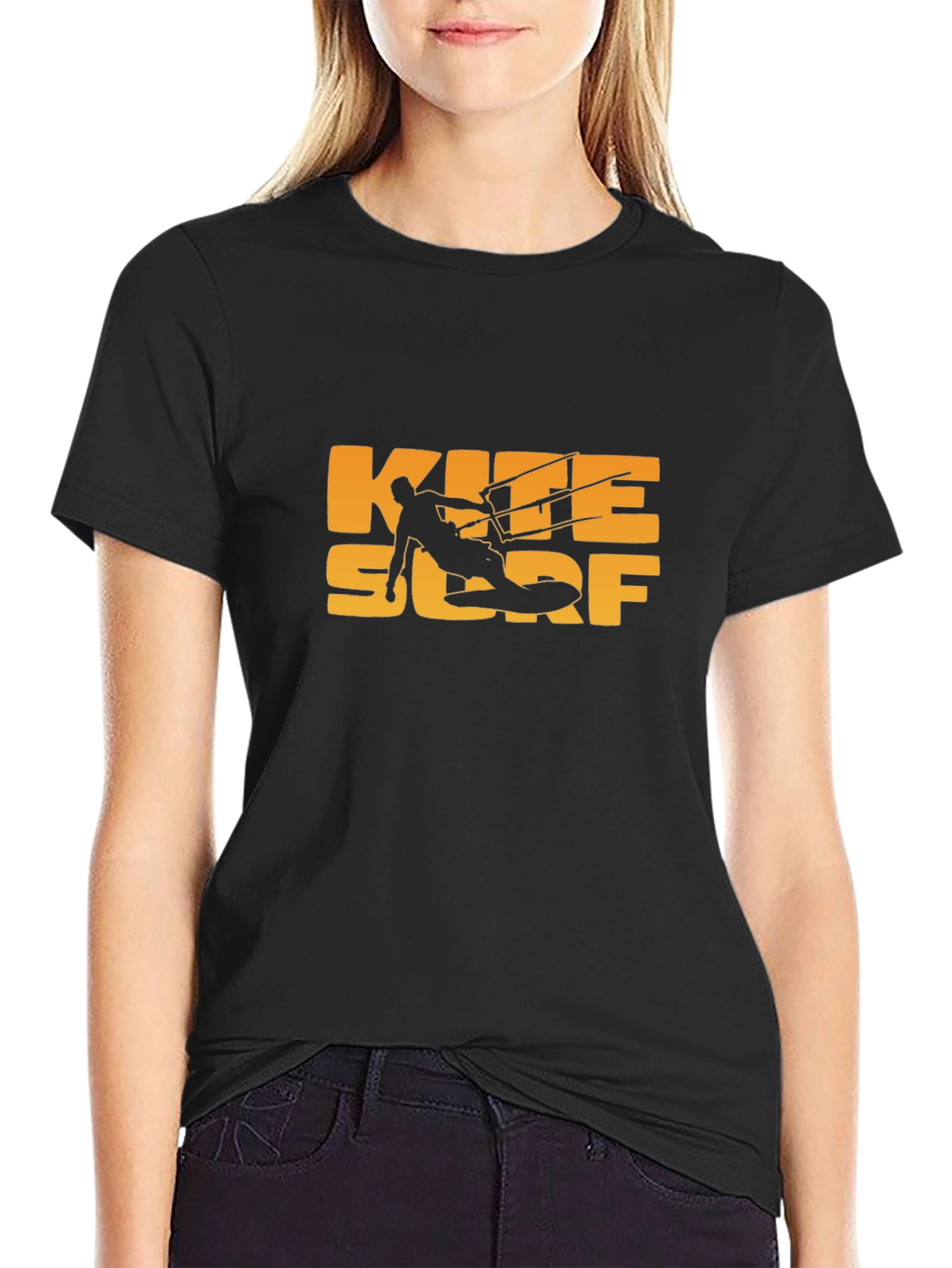 Kite Surf Graphic Tee - Black Cotton T-Shirt