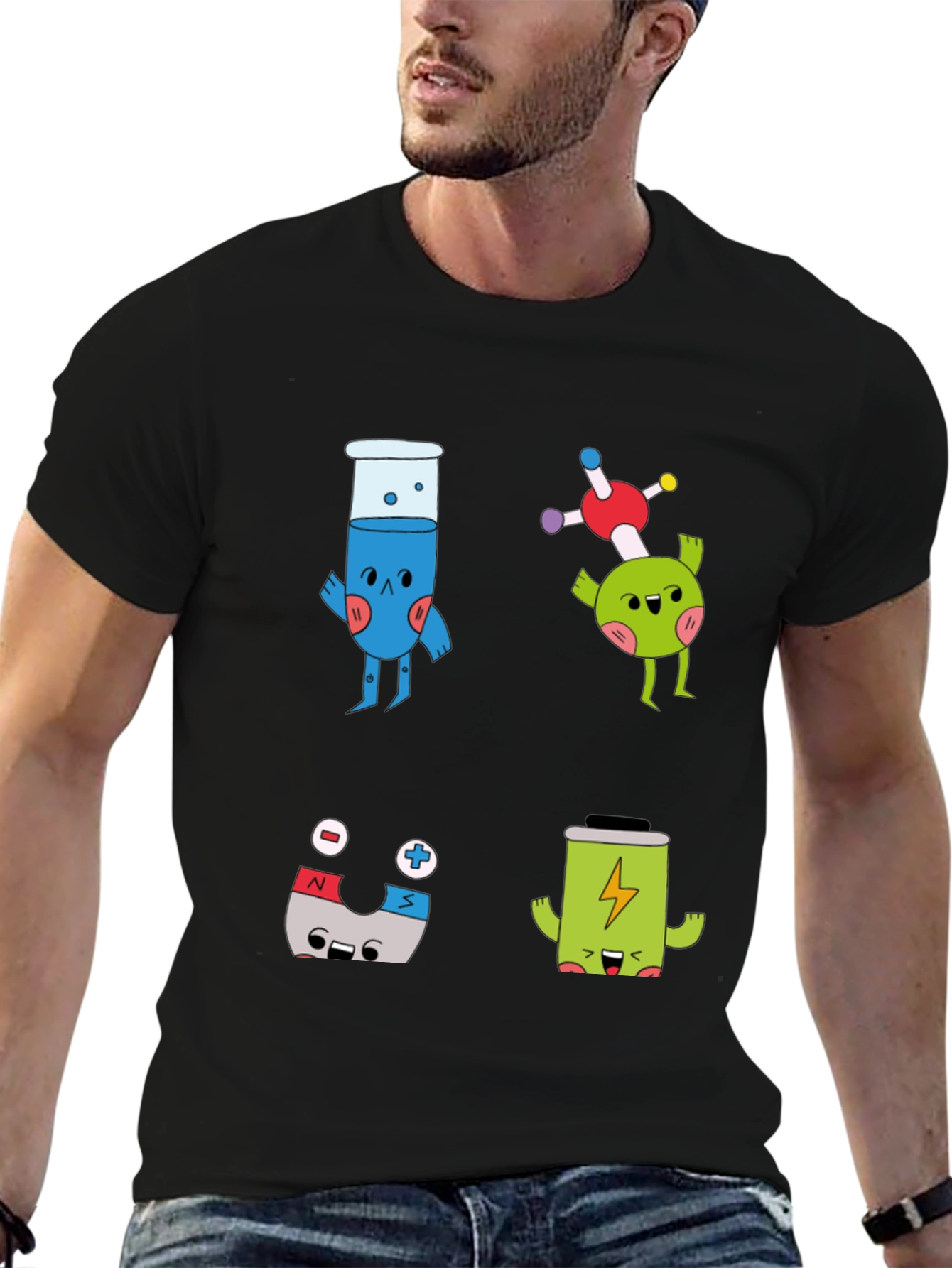 Science Cartoon Print T-Shirt