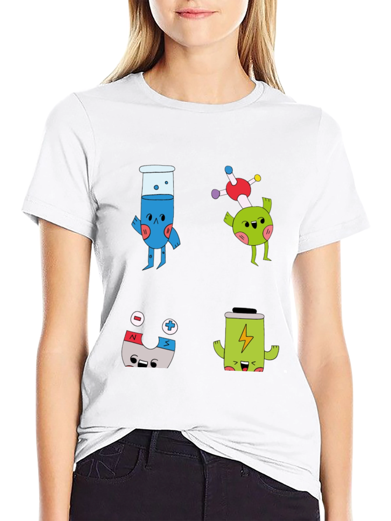 Science Cartoon Print T-Shirt