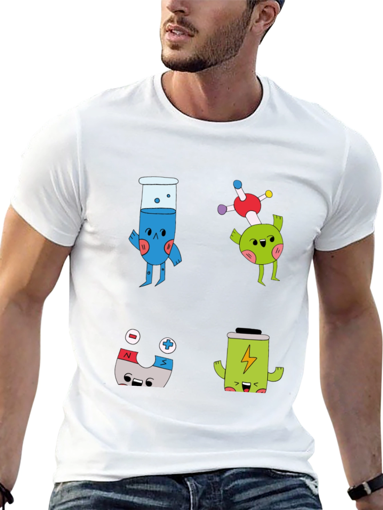 Science Cartoon Print T-Shirt