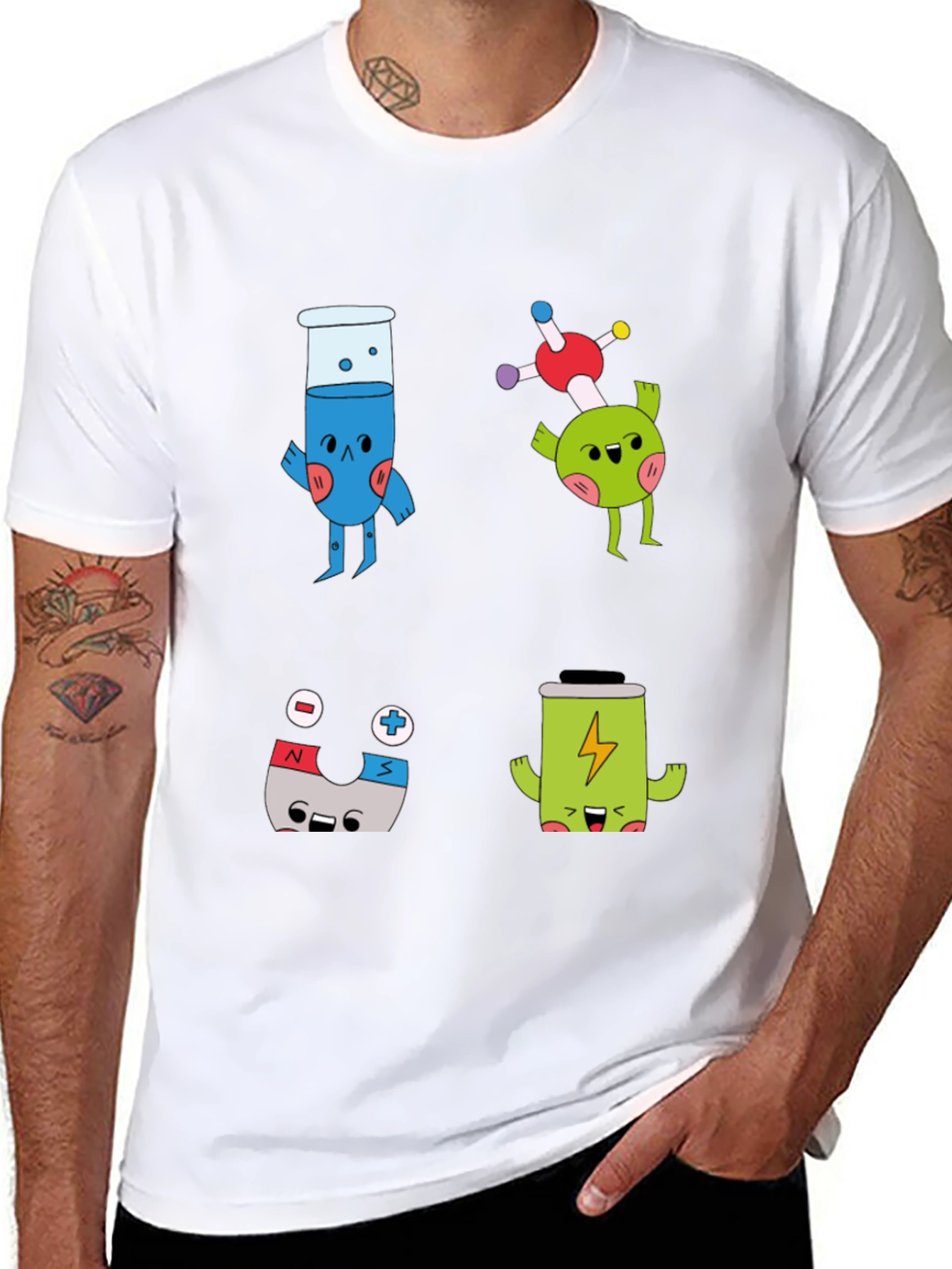 Science Cartoon Print T-Shirt